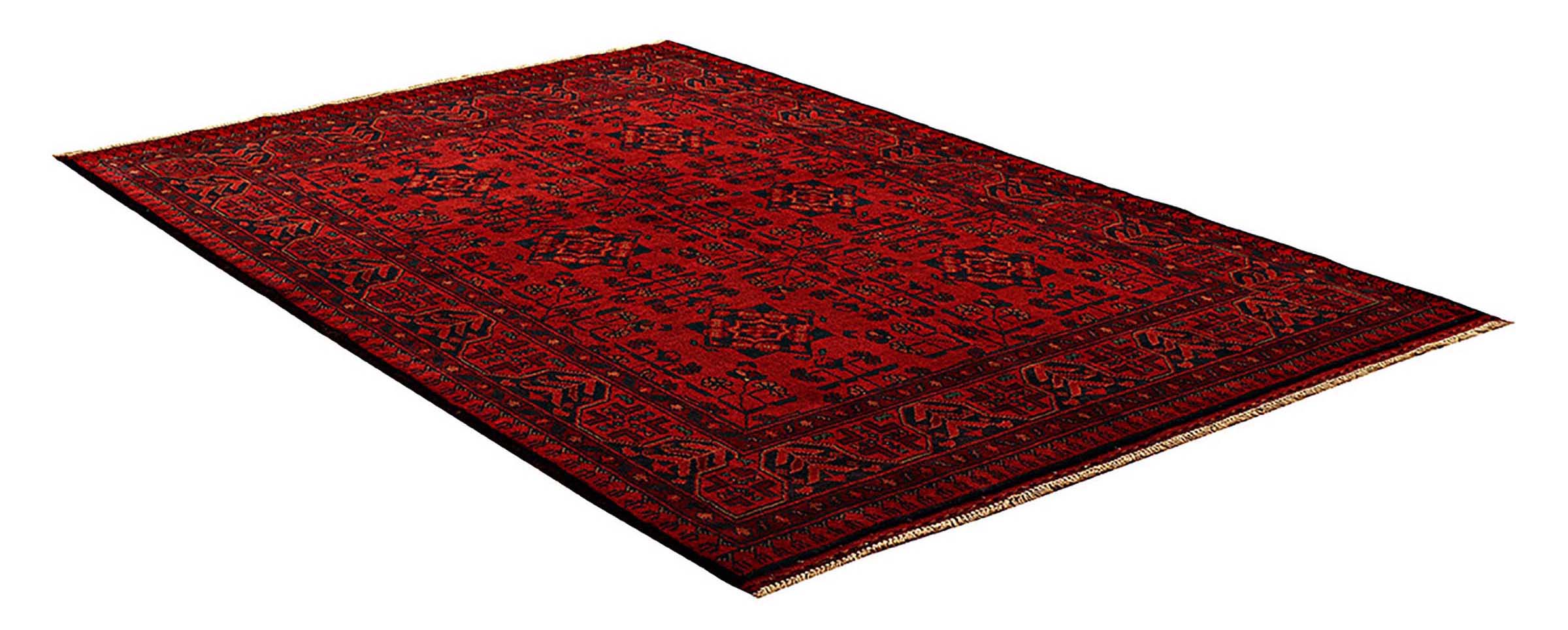 Afghan Khal Mohammadi Teppich 100x150 Handgeknüpft Braun Geometrisch Orient Kurzflor