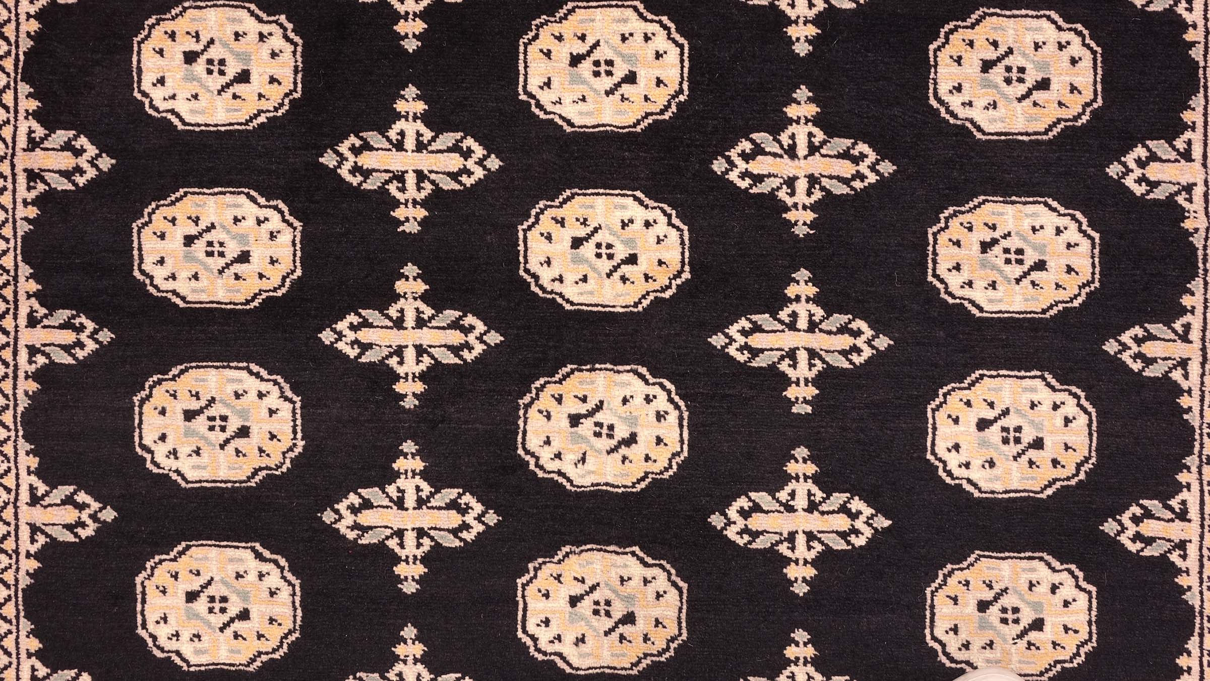 Pakistan Buchara 3ply Teppich 170x240 Handgeknüpft Schwarz Geometrisch Orient Kurzflor