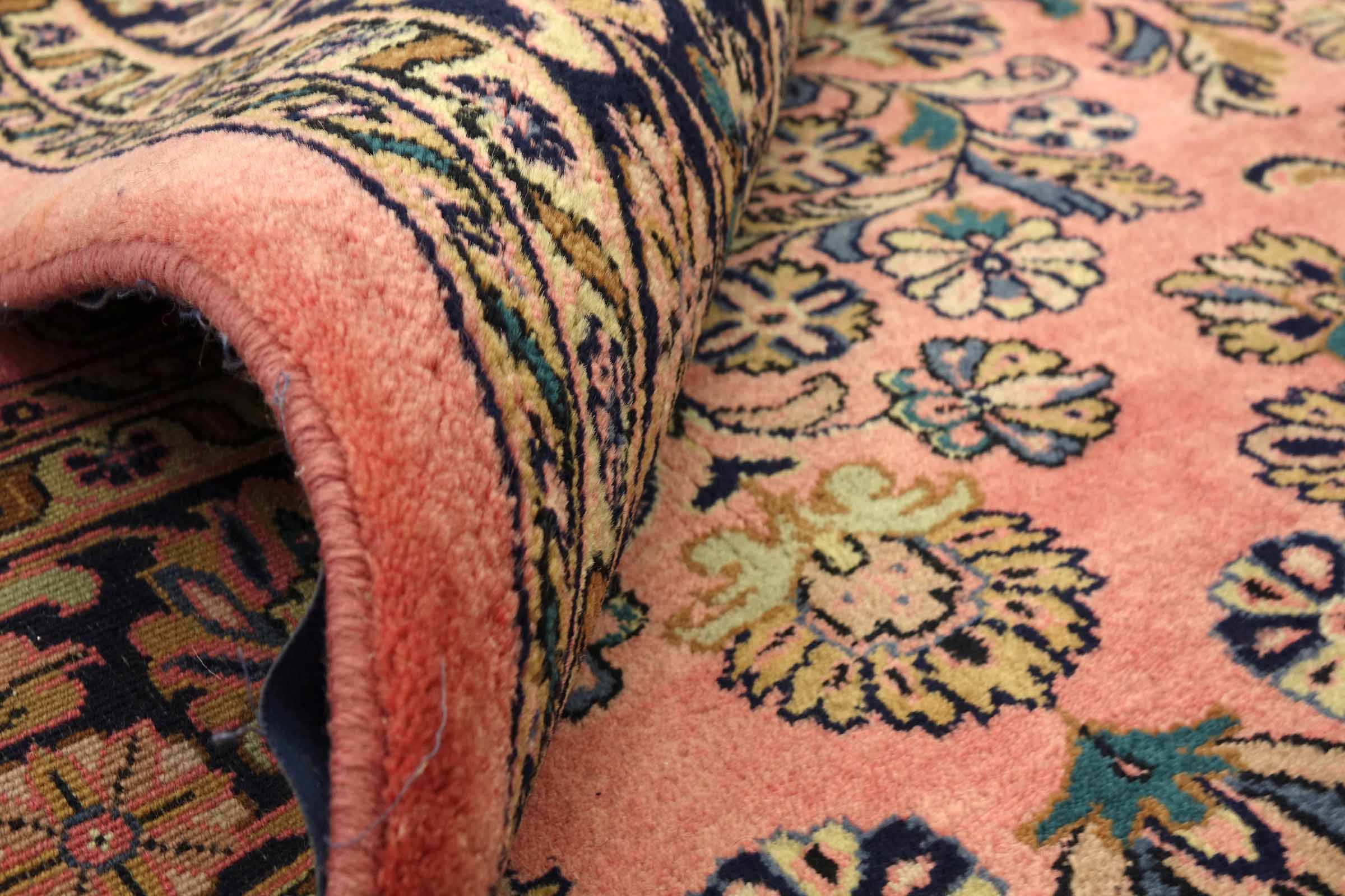 Sarough Teppich 200x250 Handgeknüpft Rosa Floral Wolle Kurzflor Rug