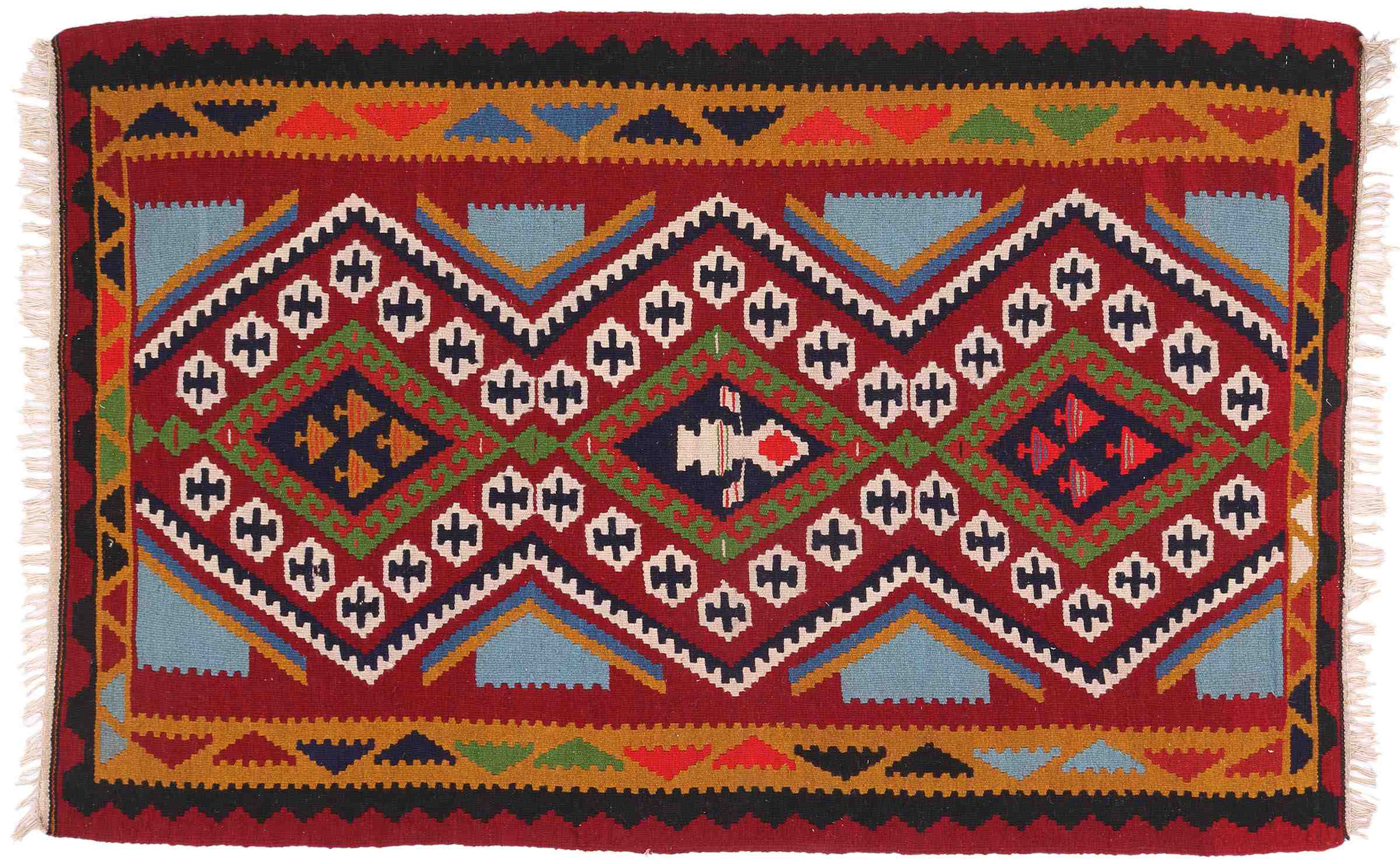 Perserteppich Kelim Ardebil 100x160 Handgewebt Braun Geometrisch Handarbeit Zimmer