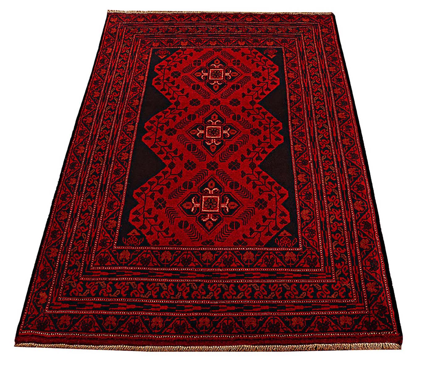 Afghan Khal Mohammadi Teppich 100x150 Handgeknüpft Braun Geometrisch Orient Kurzflor