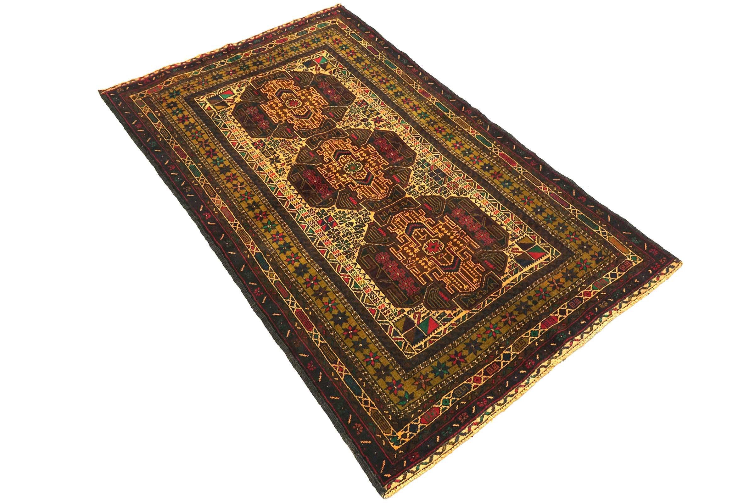 Afghan Belutsch Baluch 120x180 Handgeknüpft Orientteppich Braun Geometrisch