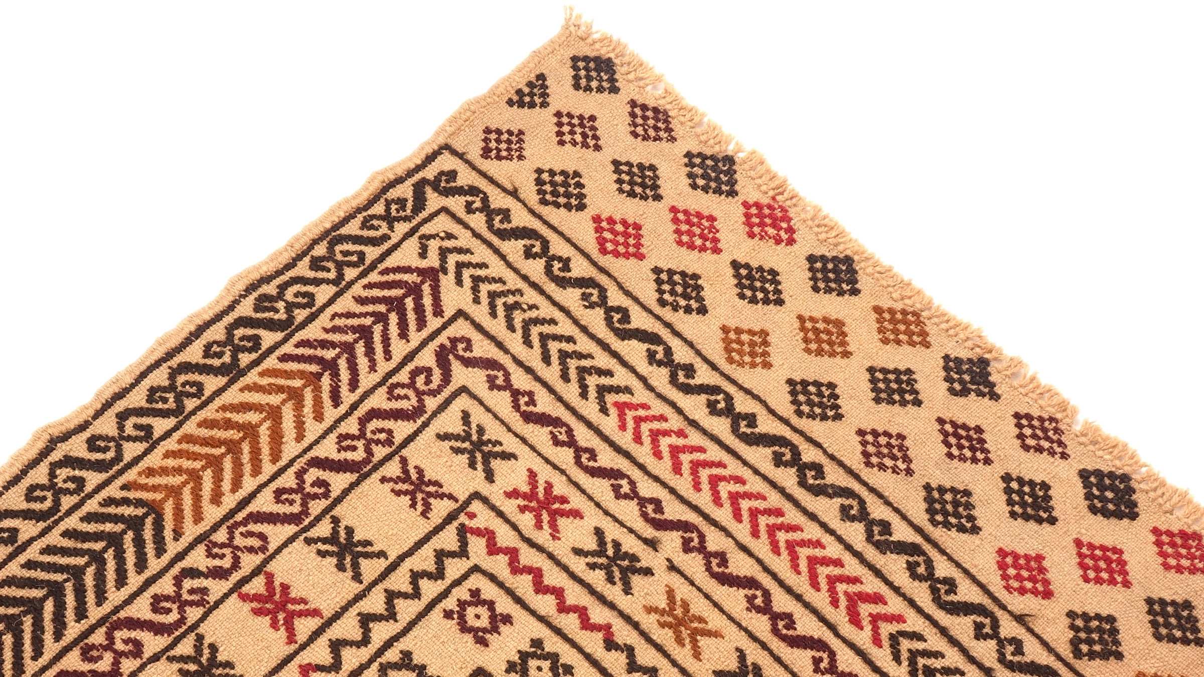 Afghan Kelim Gol Barjasta Teppich 120x180 Handgewebt Gold Geometrisch Handarbeit Gewebt