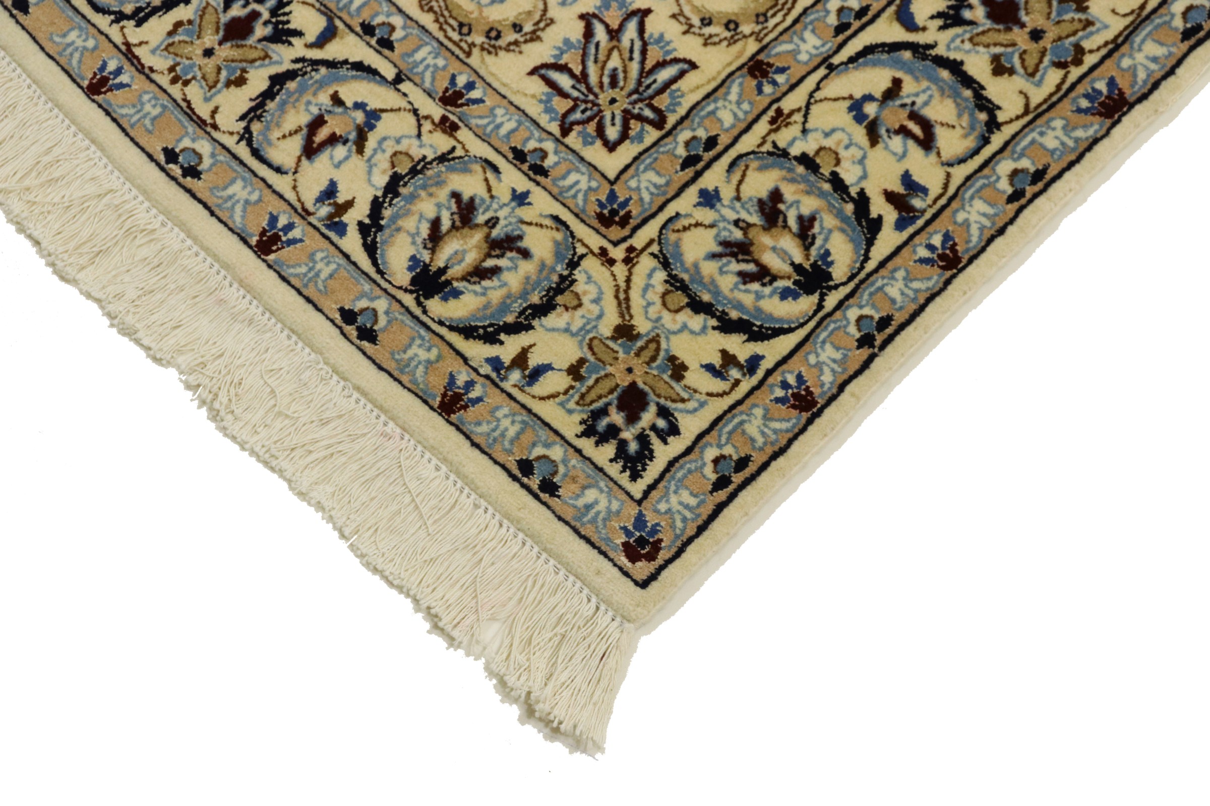 Perserteppich Nain 9LA 130x210 Handgeknüpft Weiß Floral Orientalisch UNIKAT Kurzflor