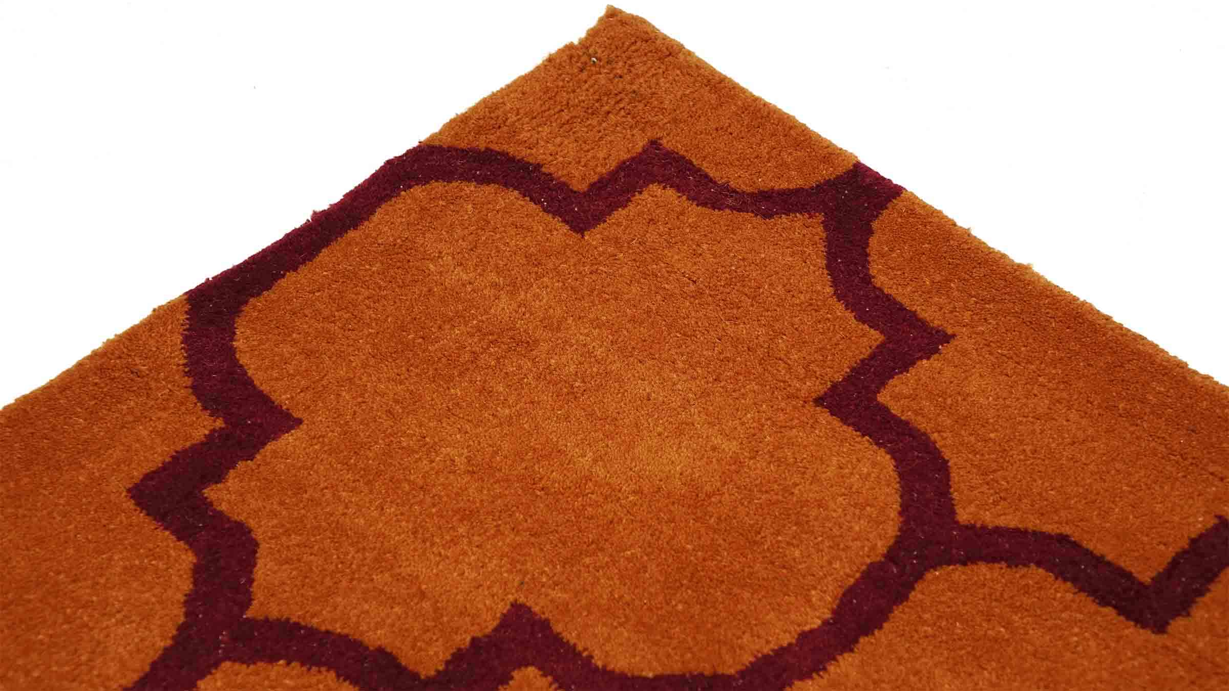 Handgefertigter moderner Wollteppich 160x230 Orange Ornamente Handarbeit Handtuft