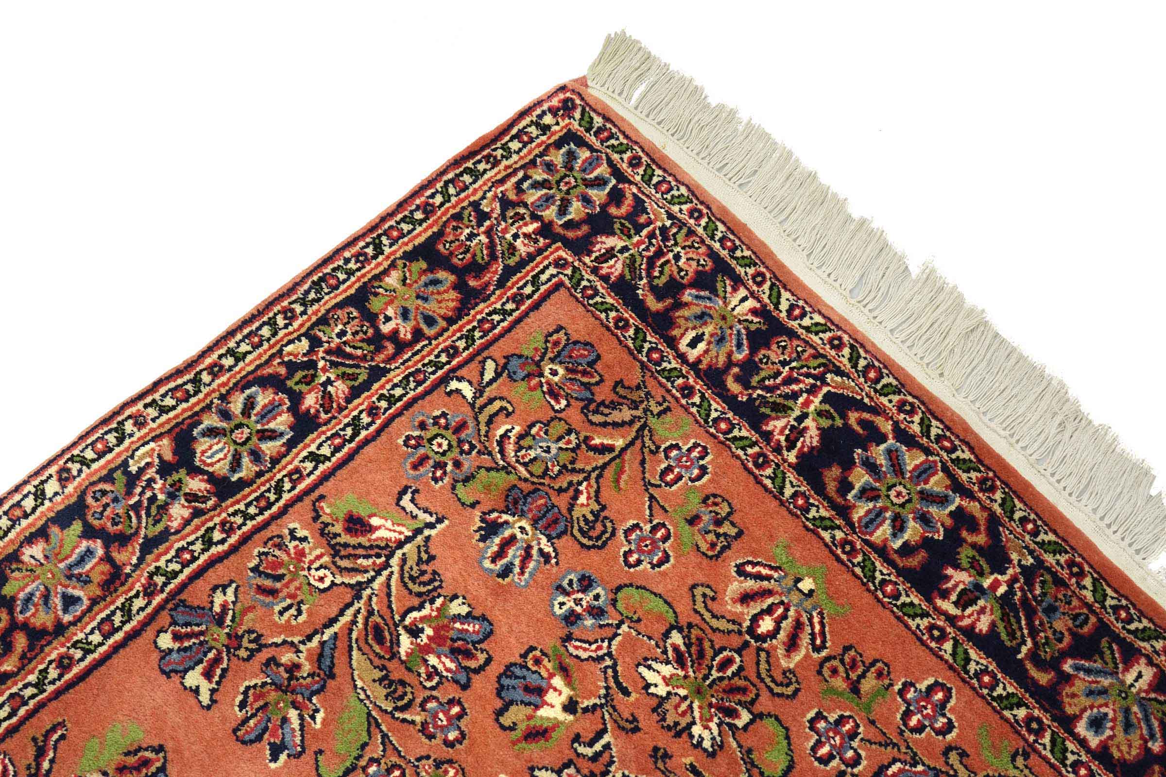 Sarough Teppich 100x200 Handgeknüpft Beige Floral Wolle Kurzflor Rug
