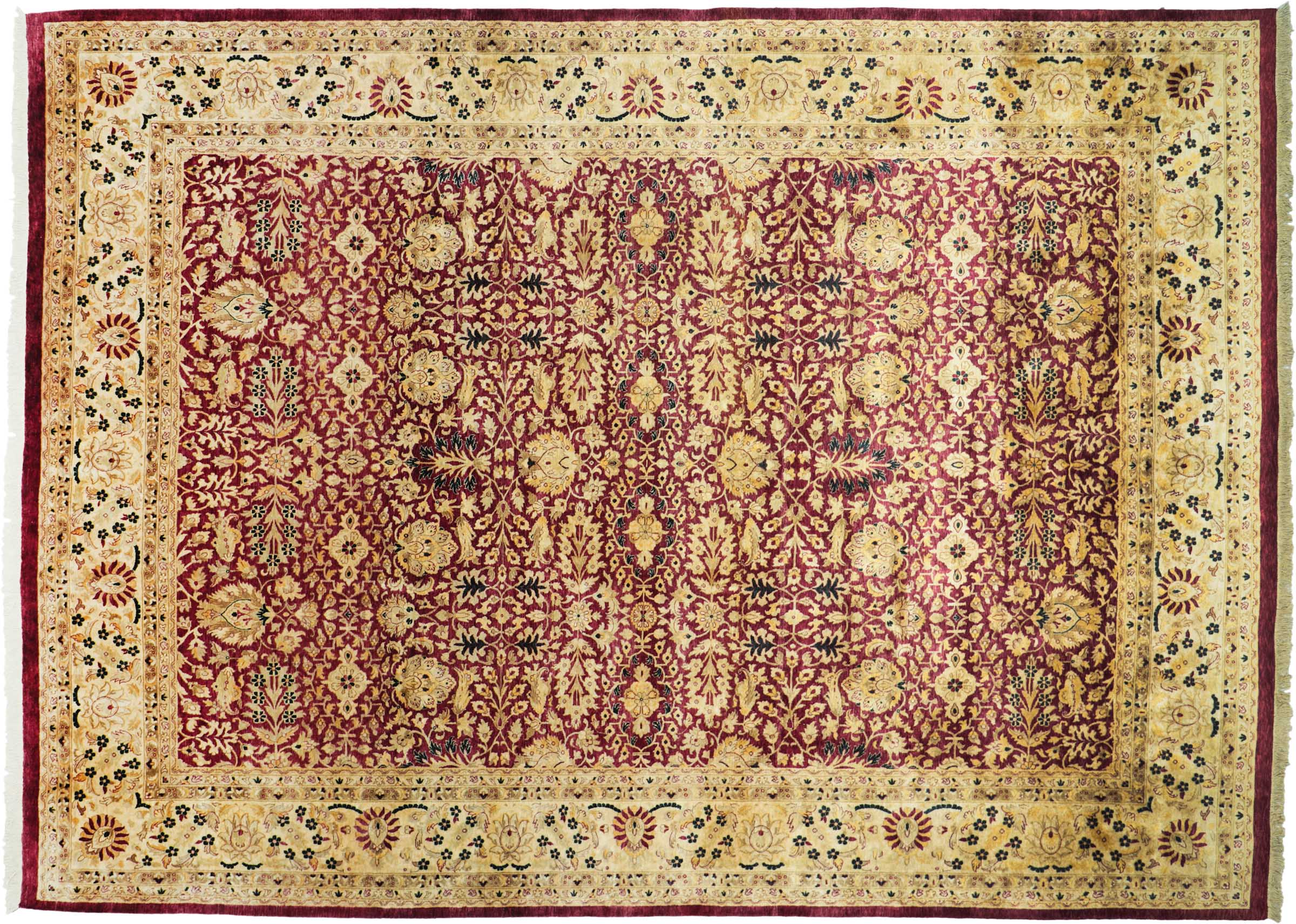 Pakistan Ziegler Ferahan Teppich 280x380 Handgeknüpft Rot Floral Orient Kurzflor