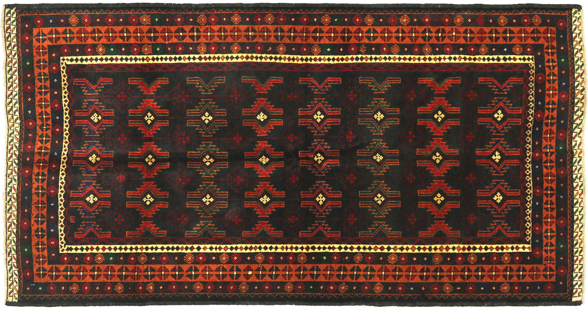 Afghan Belutsch Baluch 120x180 Handgeknüpft Orientteppich Dunkelgrün