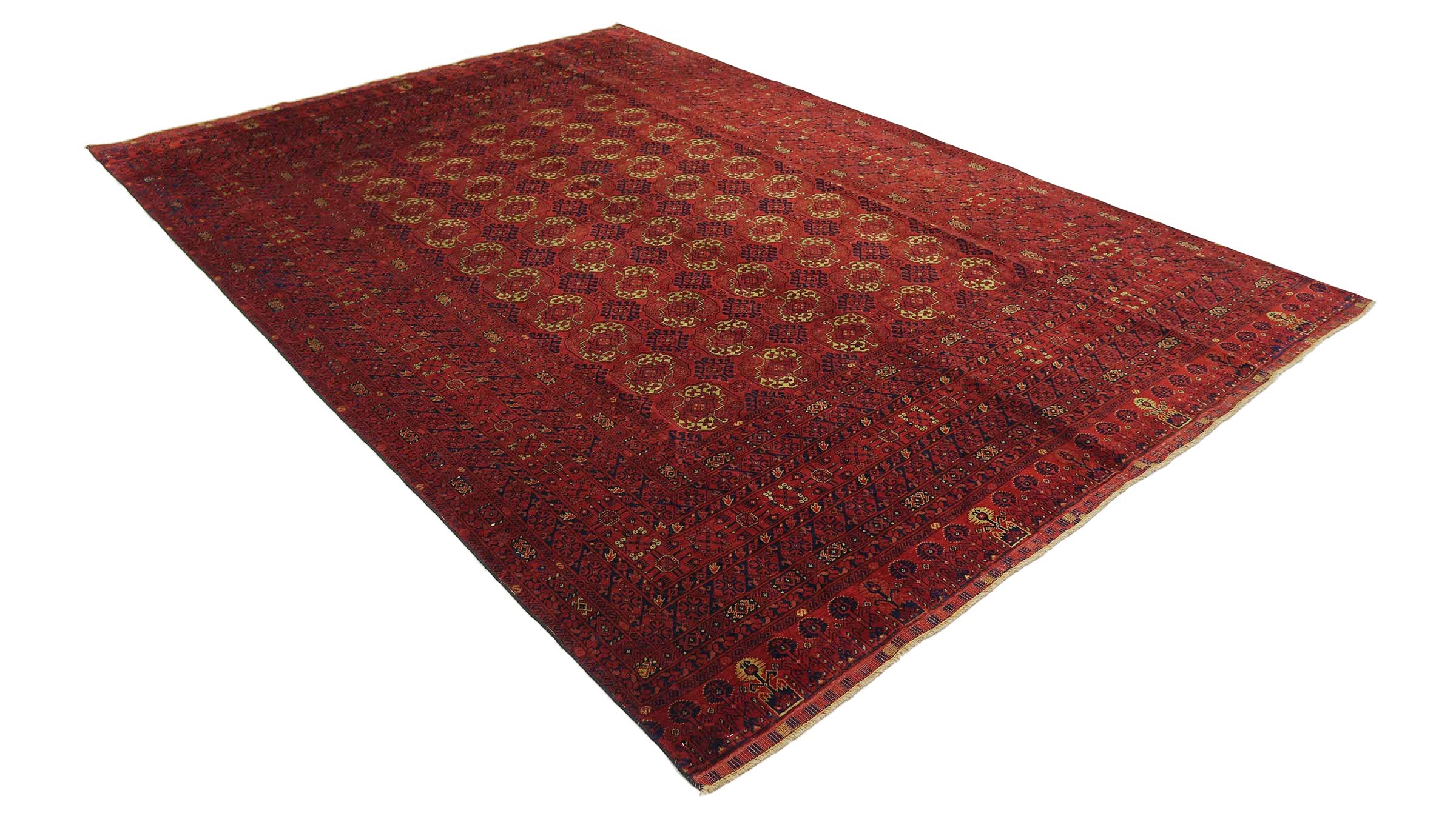 Afghan Teppich 200x300 Handgeknüpft Braun Geometrisch Orient Kurzflor Wohnzimmer