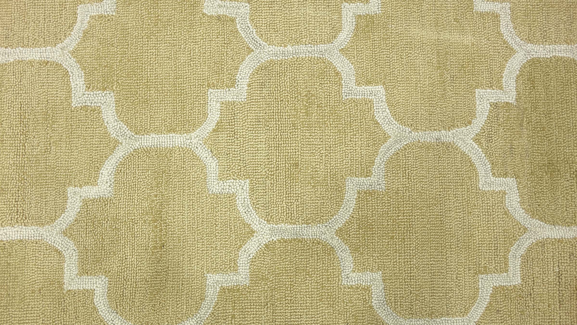 Handgefertigter moderner Wollteppich 160x230 Beige Ornamente Handarbeit Handtuft