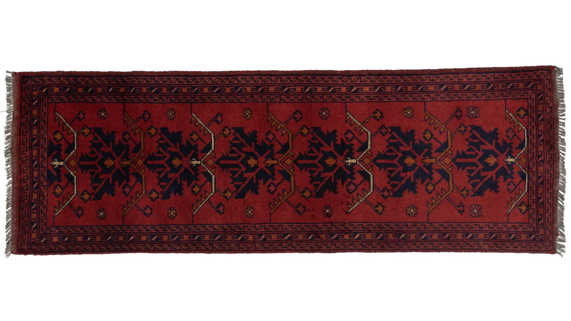 Afghan Khal Mohammadi 50x150 Handgeknüpft Teppich Läufer Braun Geometrisch