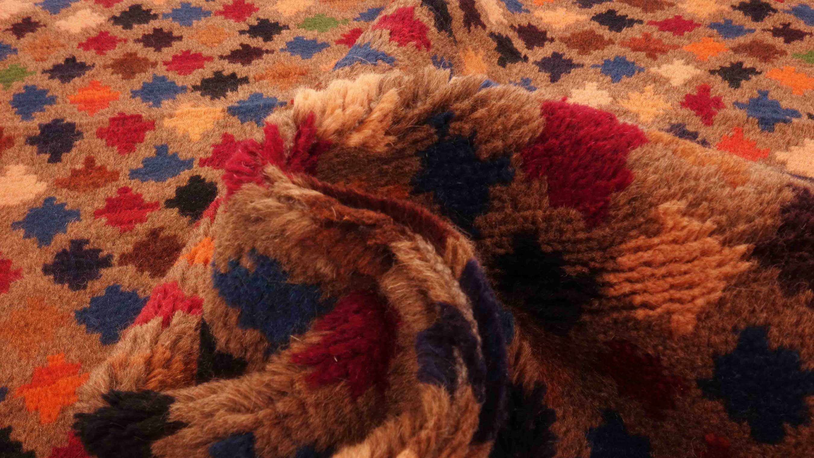 Gabbeh Teppich 110x180 Handgeknüpft Braun Streifen Orientalisch UNIKAT Kurzflor