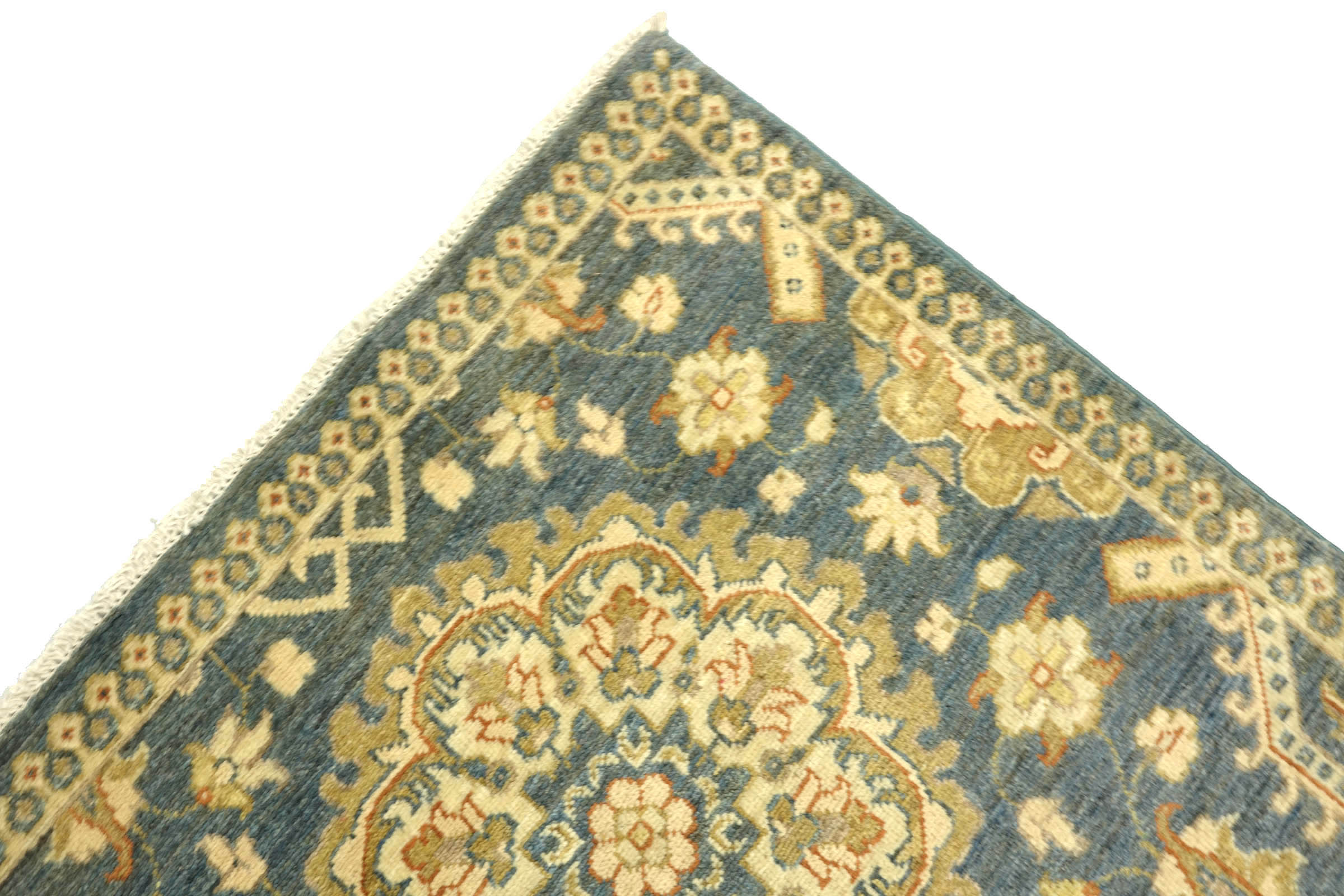 Afghan Chobi Ziegler 80x320 Handgeknüpft Orientteppich Läufer Blau Blumenmuster