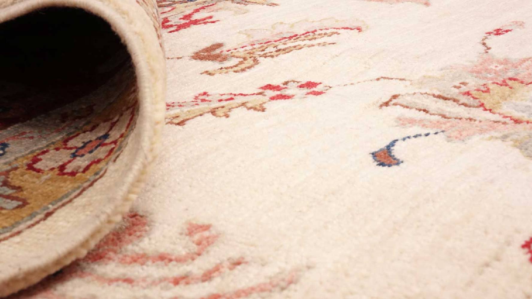 Chobi Ziegler Teppich 250x350 Handgeknüpft Beige Blumenmuster Orientalisch UNIKAT