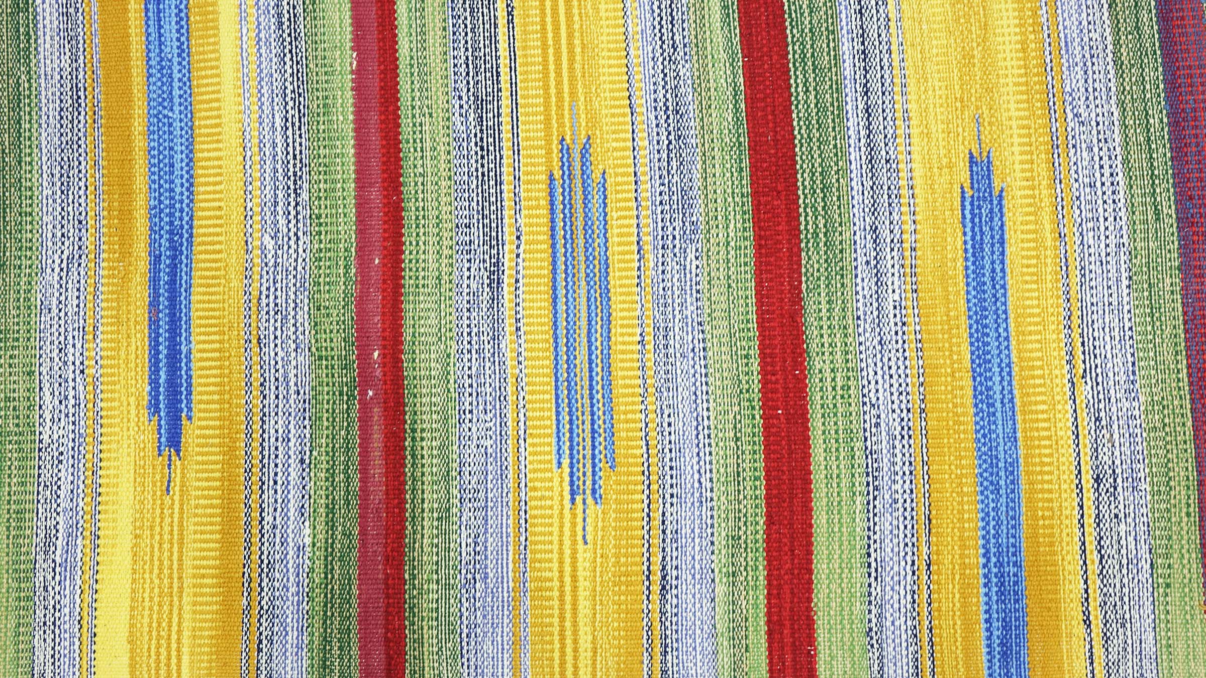 Knallbunter Kelim Teppich 60x120 Handgewebt Mehrfarbig Gestreift Handarbeit Gewebt