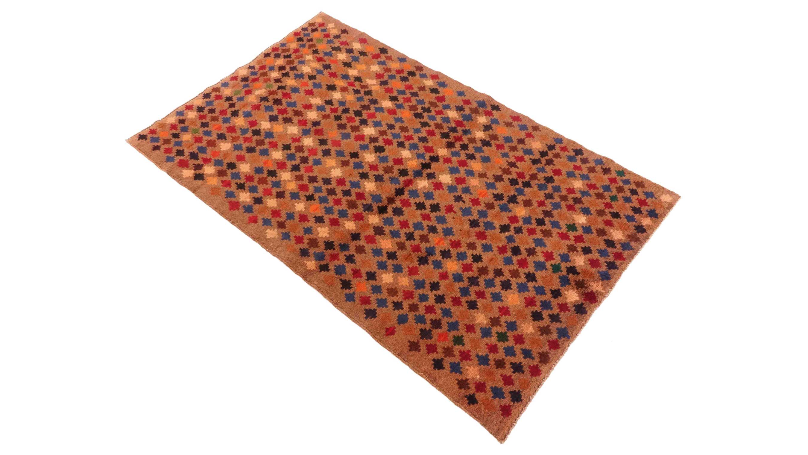 Gabbeh Teppich 110x180 Handgeknüpft Braun Streifen Orientalisch UNIKAT Kurzflor