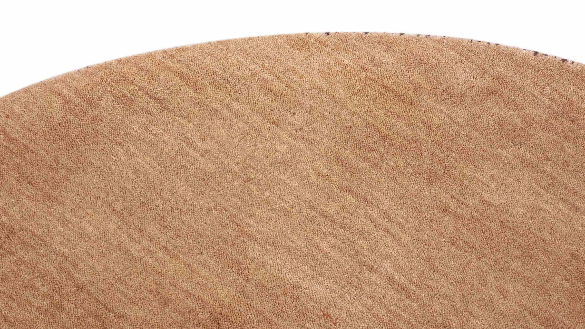 Wollteppich Gabbeh UNI 120x120 Handgewebt Rund Beige Einfarbig Handarbeit Zimmer