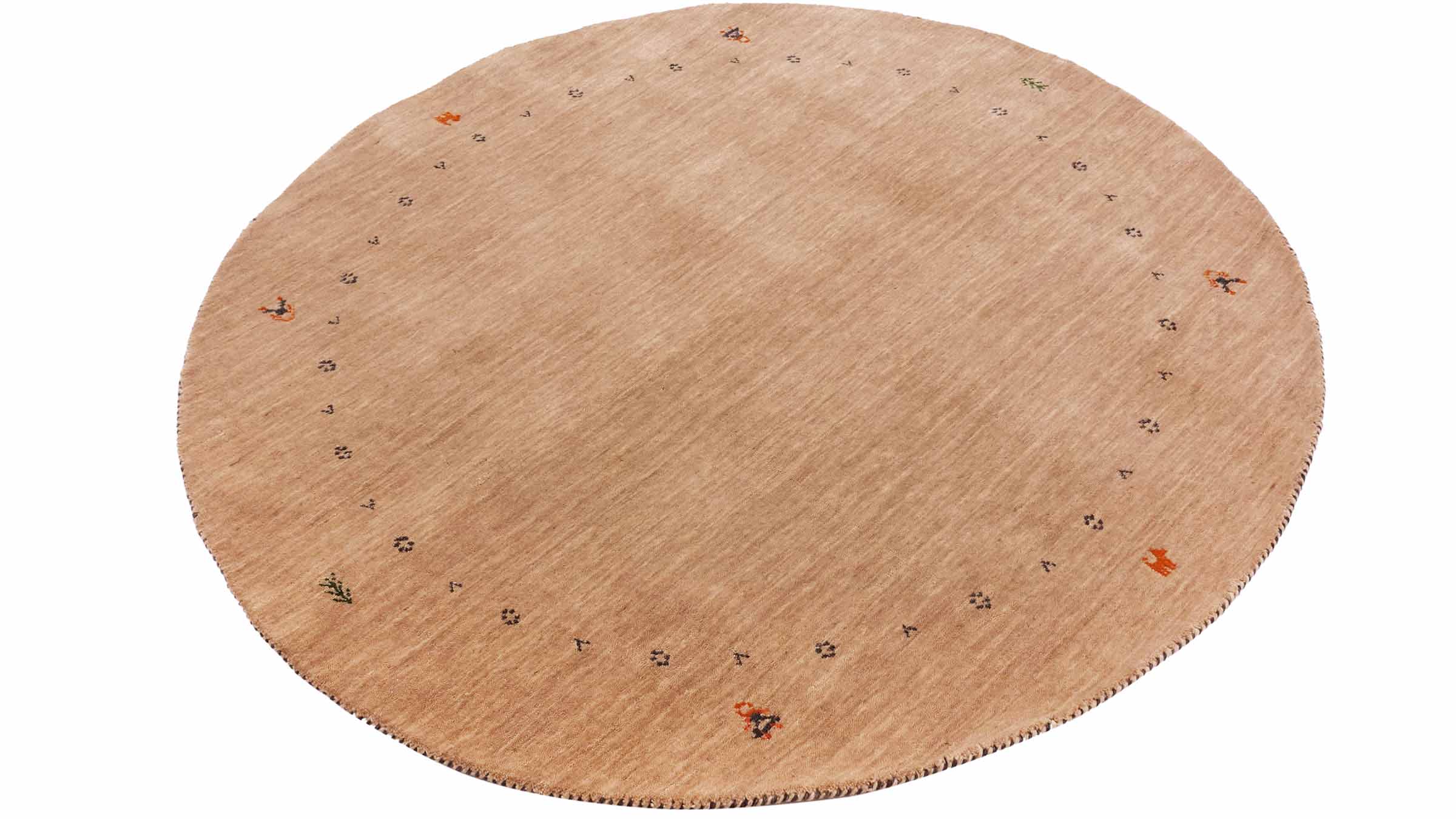 Wool carpet Gabbeh MUTI 200x200 Handwoven Round Beige Plain Handmade