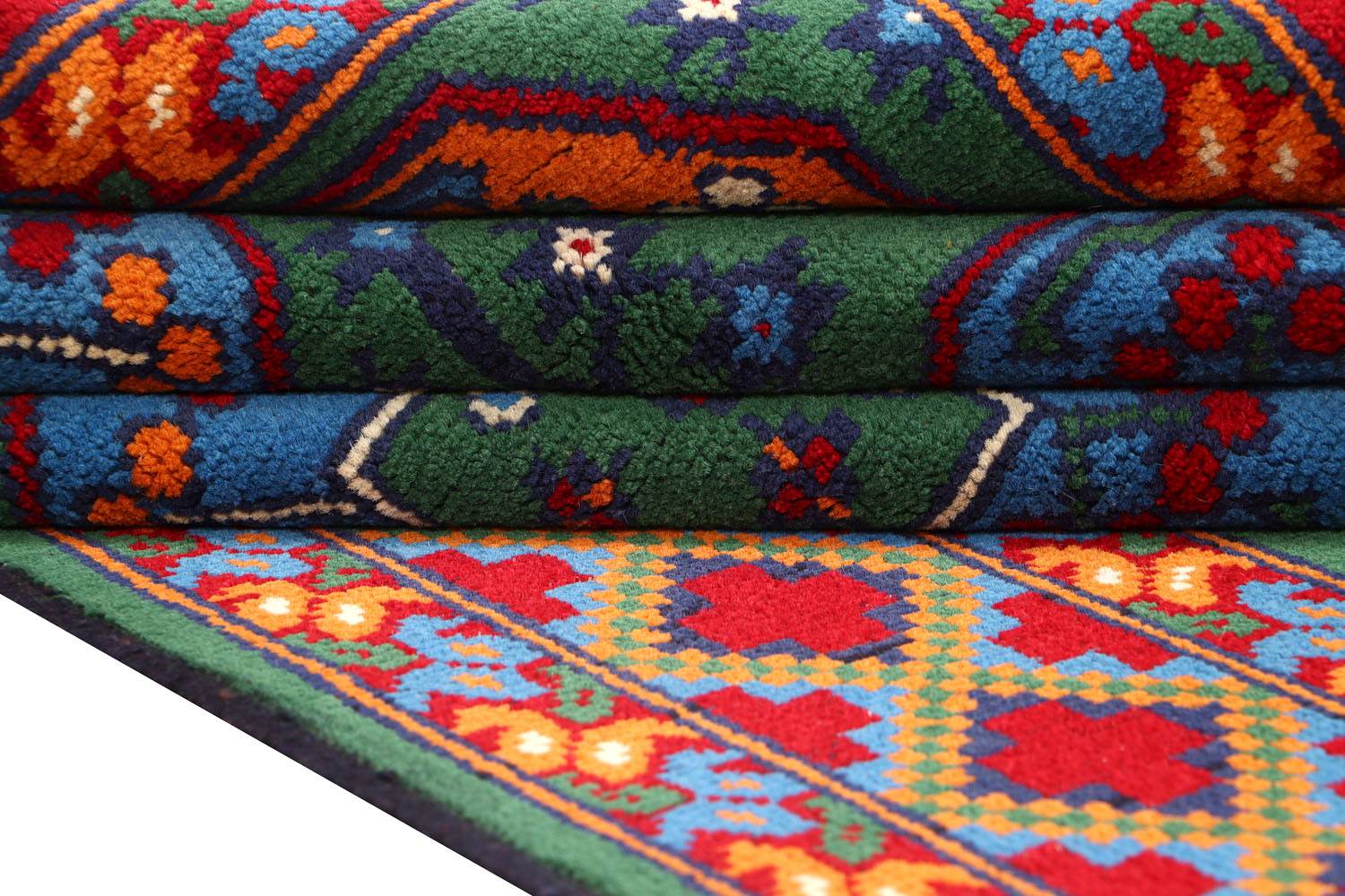 Afghan Akcha Rang Dar Teppich 150x200 Handgeknüpft Grün Durchgemustert Orient Kurzflor