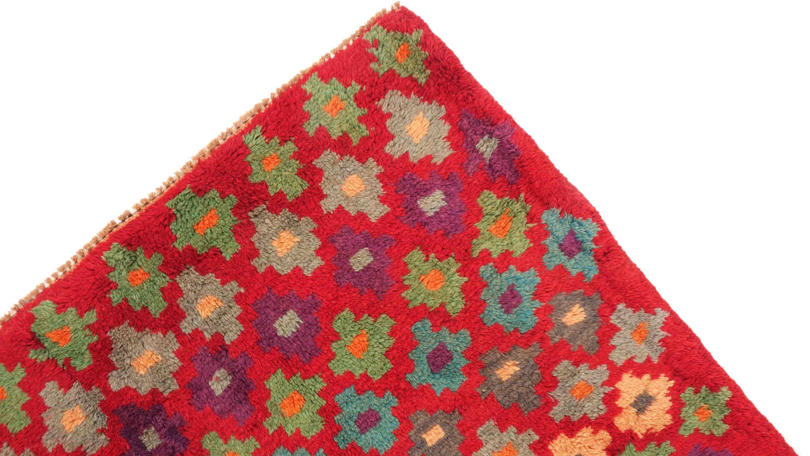 Gabbeh Teppich 110x170 Handgeknüpft Rot Streifen Orientalisch UNIKAT Kurzflor