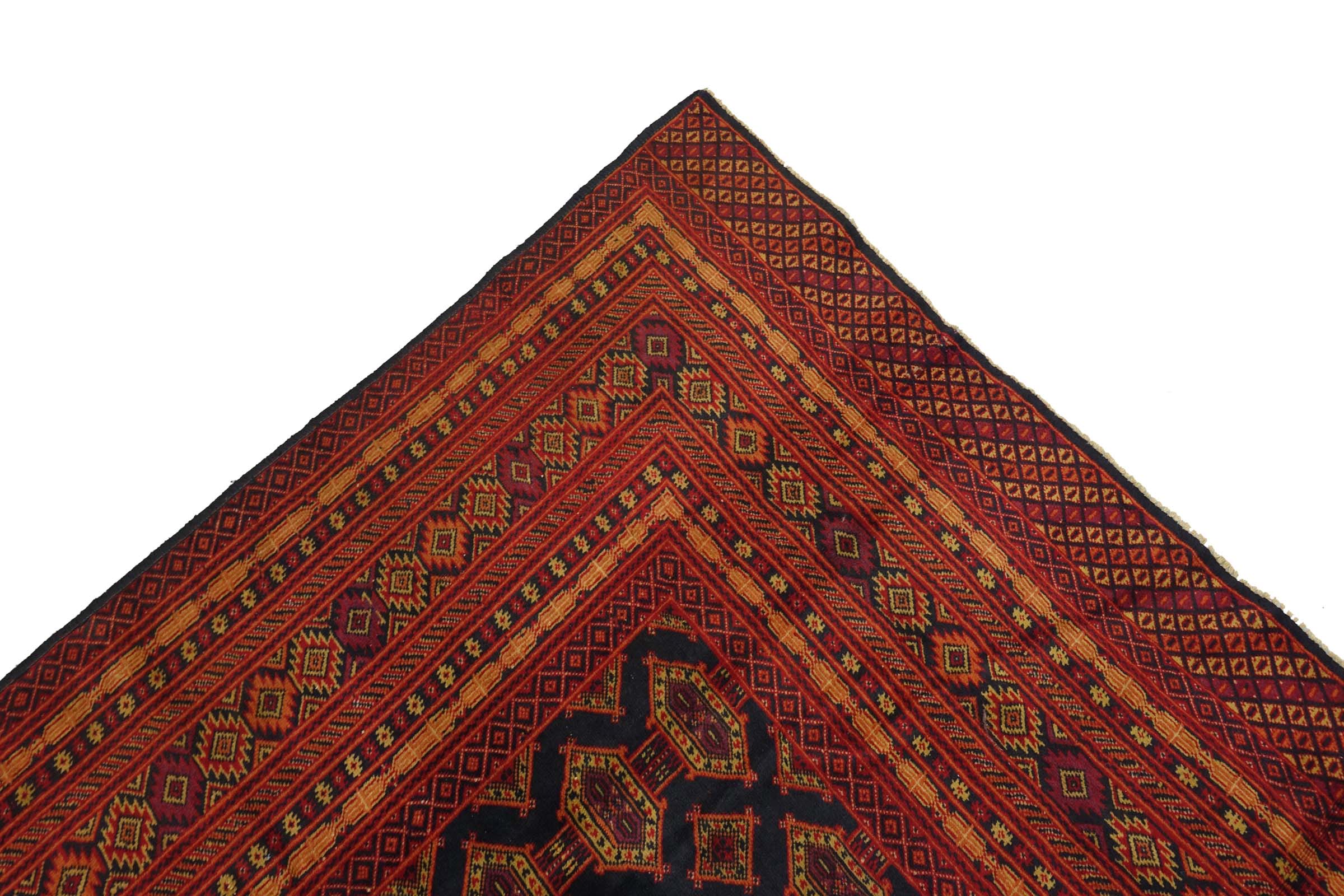 Afghan Mauri 200x300 Handgeknüpft Teppich Blau Geometrisch Kurzflor Orient Rug