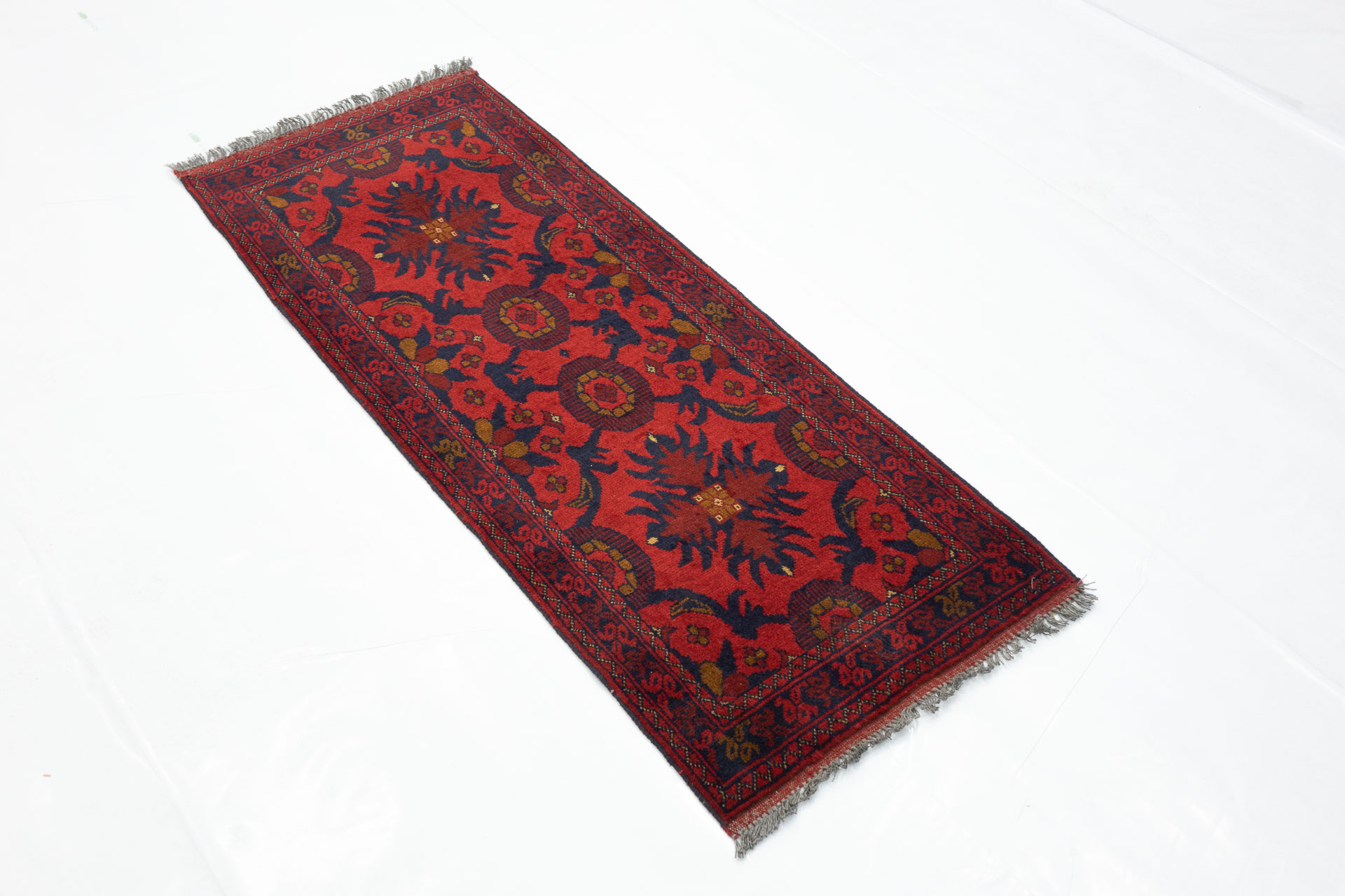 Afghan Khal Mohammadi 50x150 Handgeknüpft Teppich Läufer Braun Geometrisch