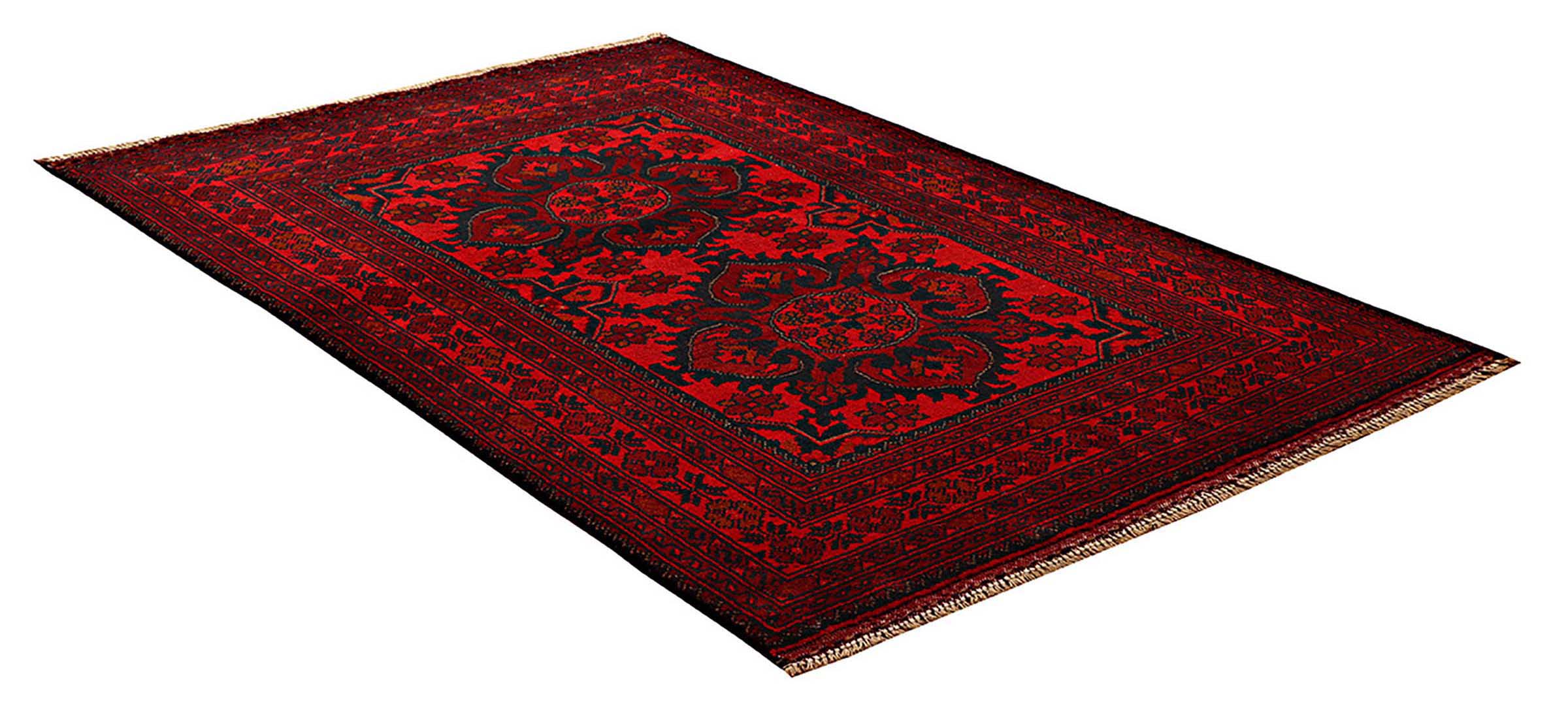 Afghan Khal Mohammadi Teppich 100x150 Handgeknüpft Braun Geometrisch Orient Kurzflor