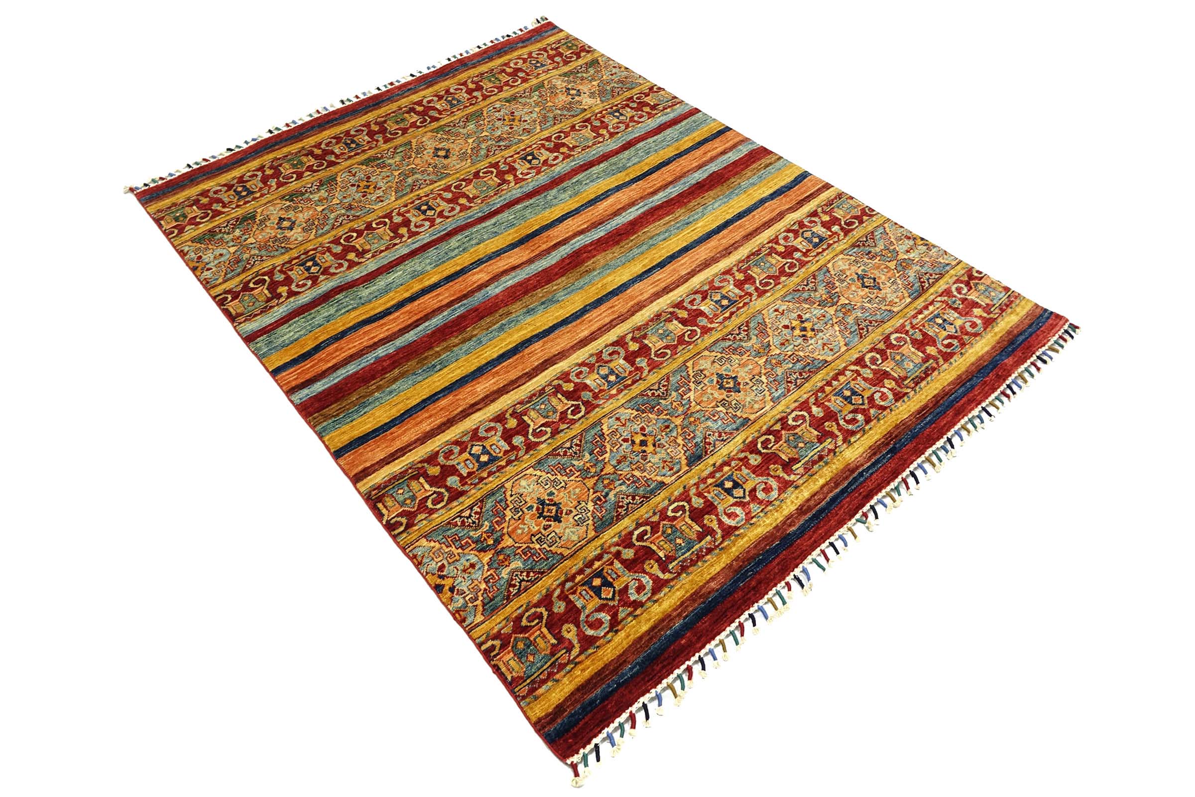 Afghan Khorjin Shaal 150x190 Handgeknüpft Orientteppich Rot Floral Wolle