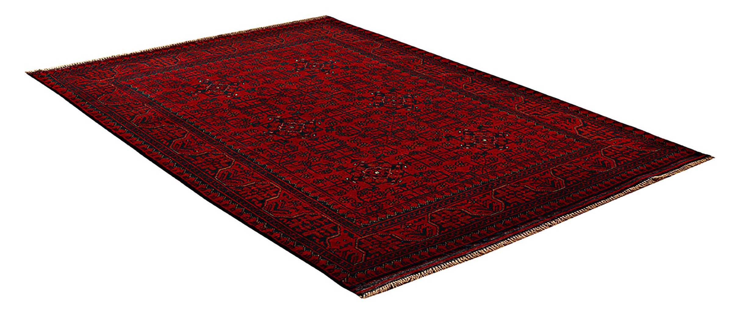 Afghan Khal Mohammadi Teppich 100x150 Handgeknüpft Braun Geometrisch Orient Kurzflor