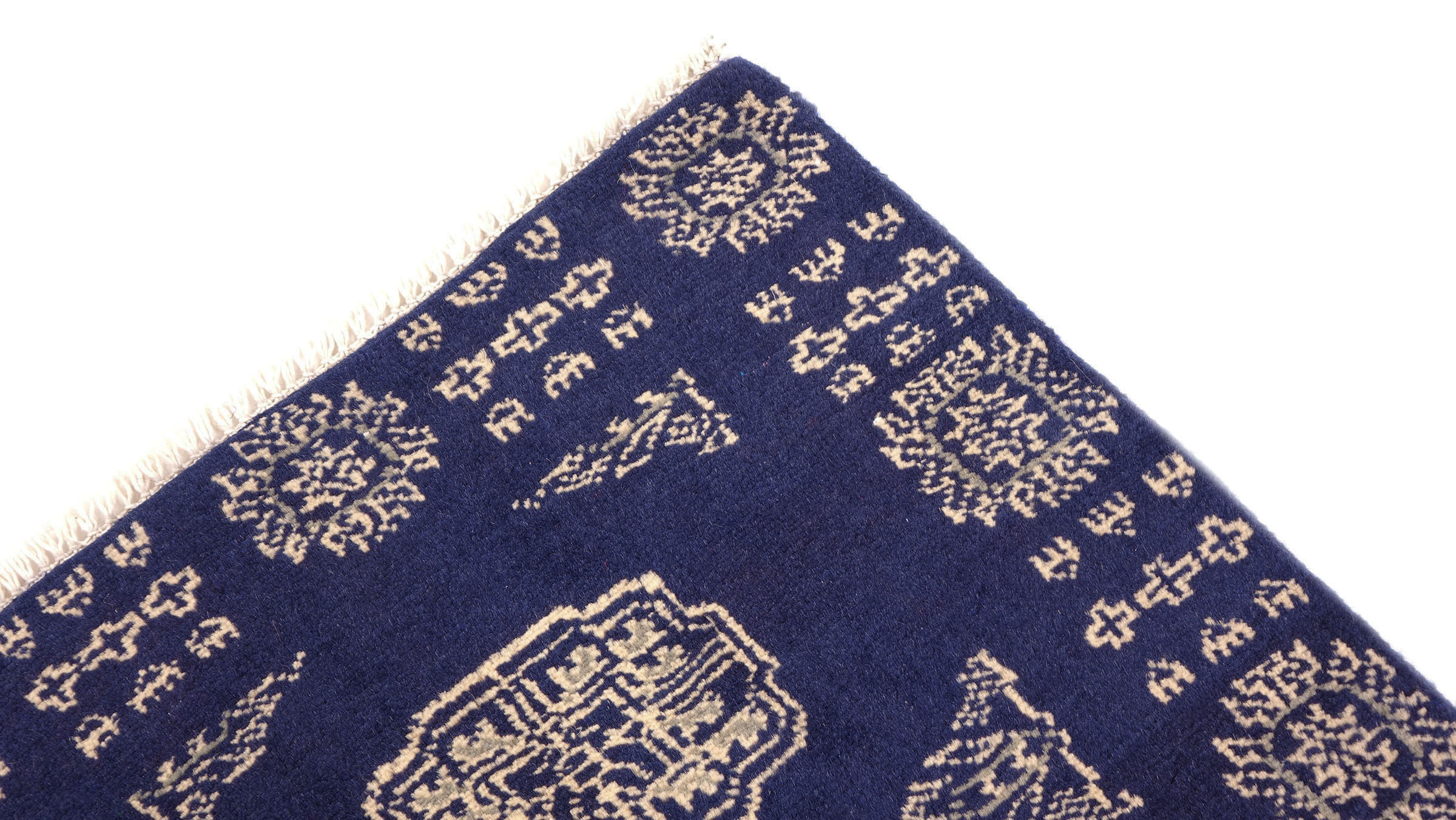 Pakistan Buchara 3ply Teppich 50x80 Handgeknüpft Blau Geometrisch Orient Kurzflor