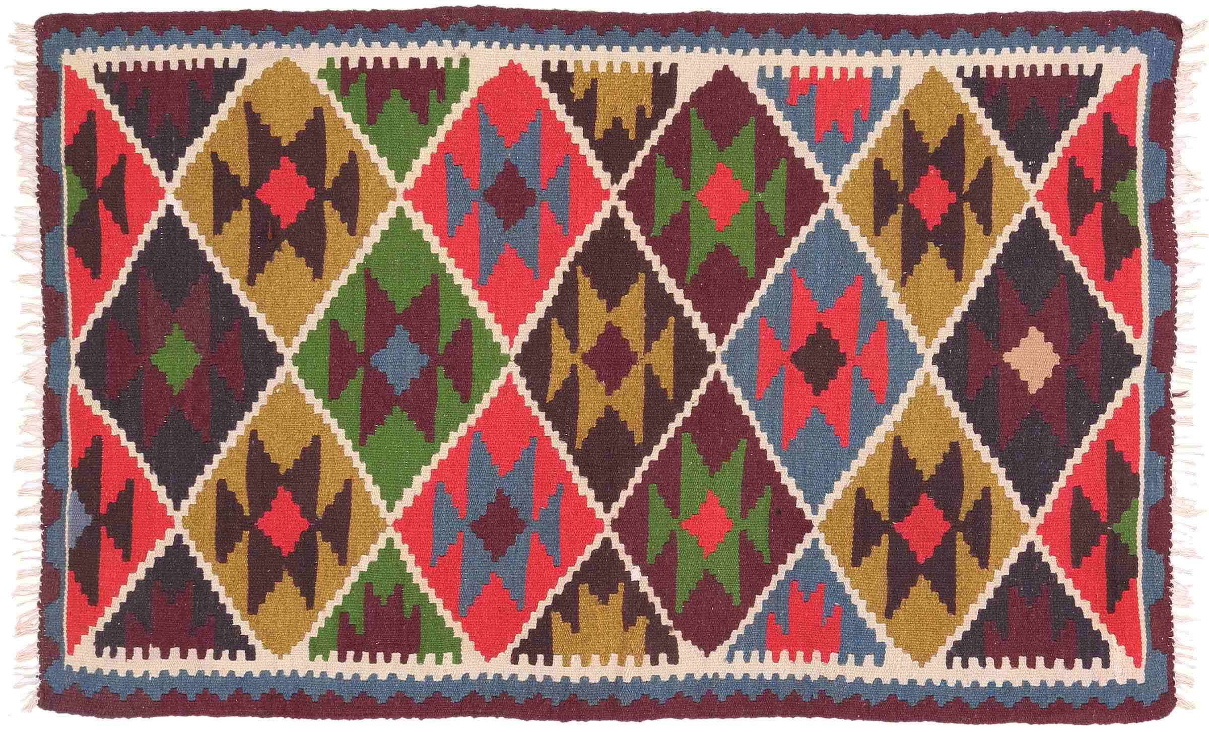 Perserteppich Kelim Ardebil 100x150 Handgewebt Braun Geometrisch Handarbeit Zimmer