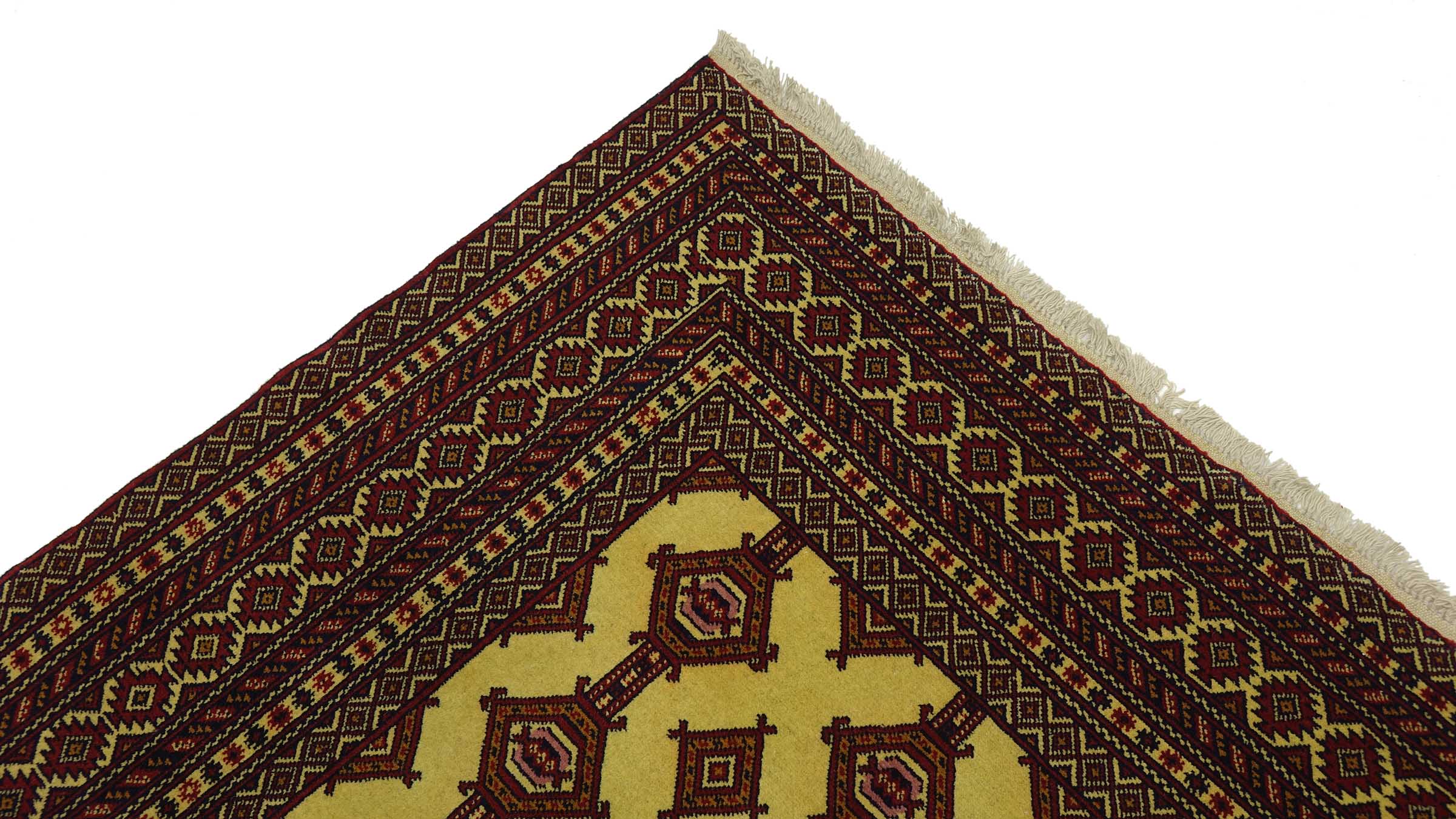 Afghan Teppich 130x170 Handgeknüpft Beige Geometrisch Orient Kurzflor Wohnzimmer