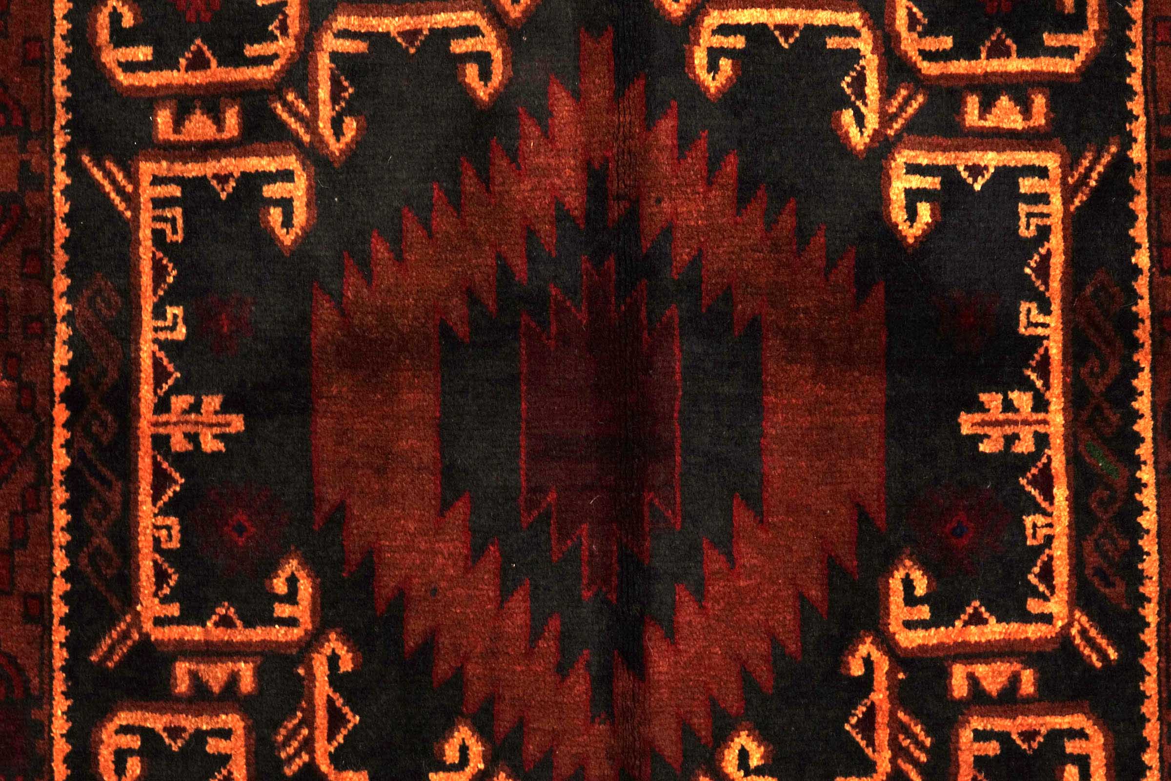 Afghan Belutsch Baluch 100x190 Handgeknüpft Orientteppich Schwarz Geometrisch