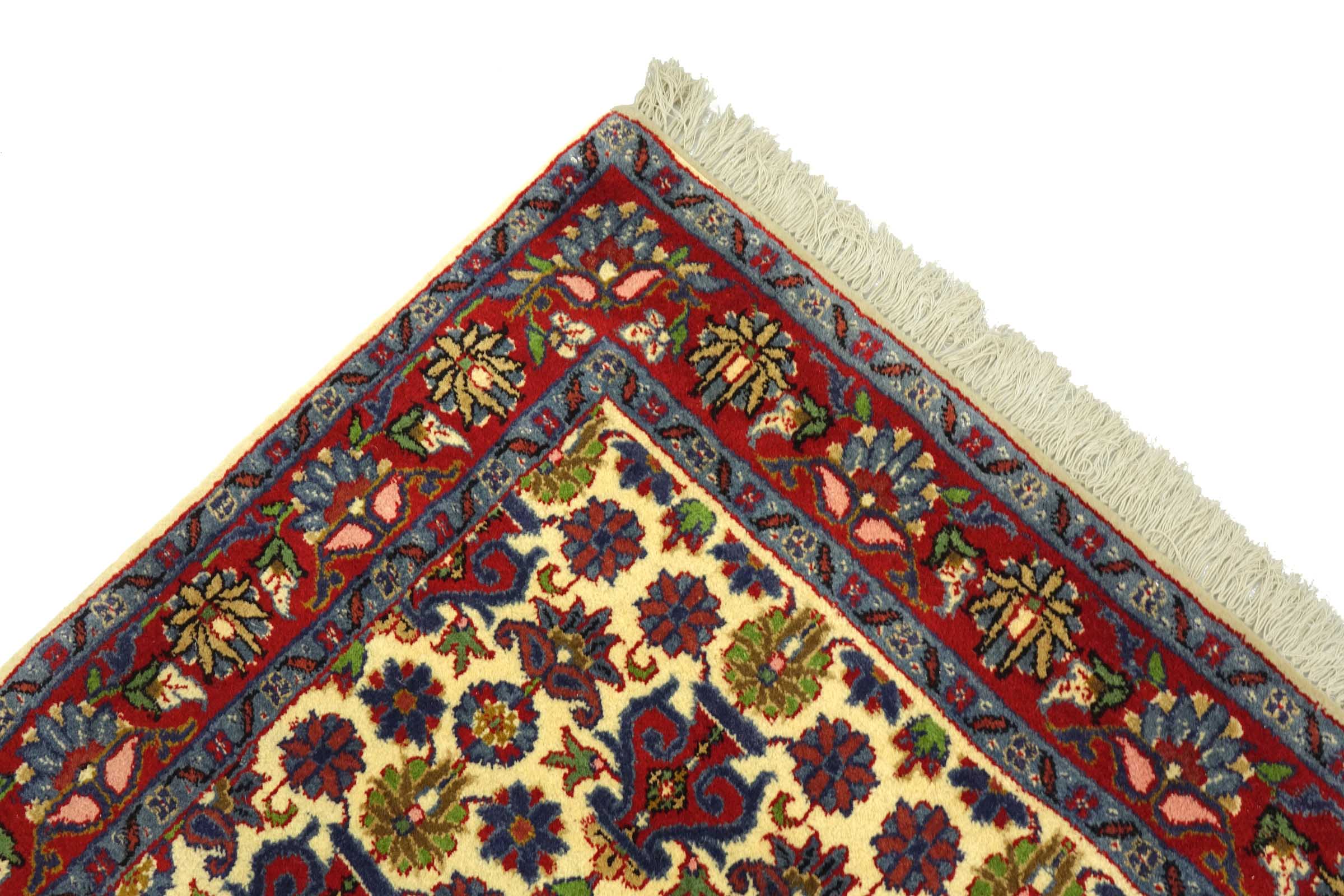 Keshan Teppich 90x160 Handgeknüpft Beige Durchgemustert Wolle Kurzflor Rug