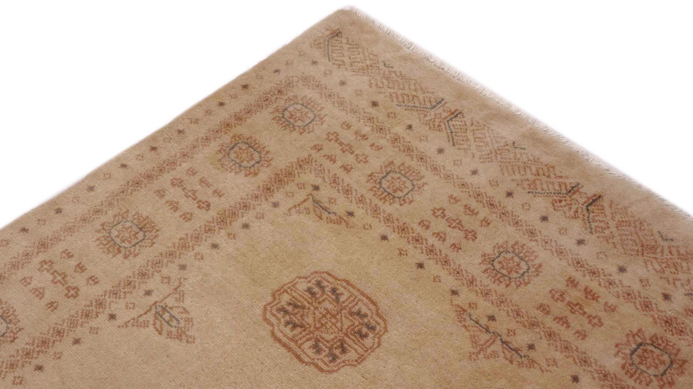 Pakistan Buchara 3ply Teppich 140x200 Handgeknüpft Beige Geometrisch Orient Kurzflor