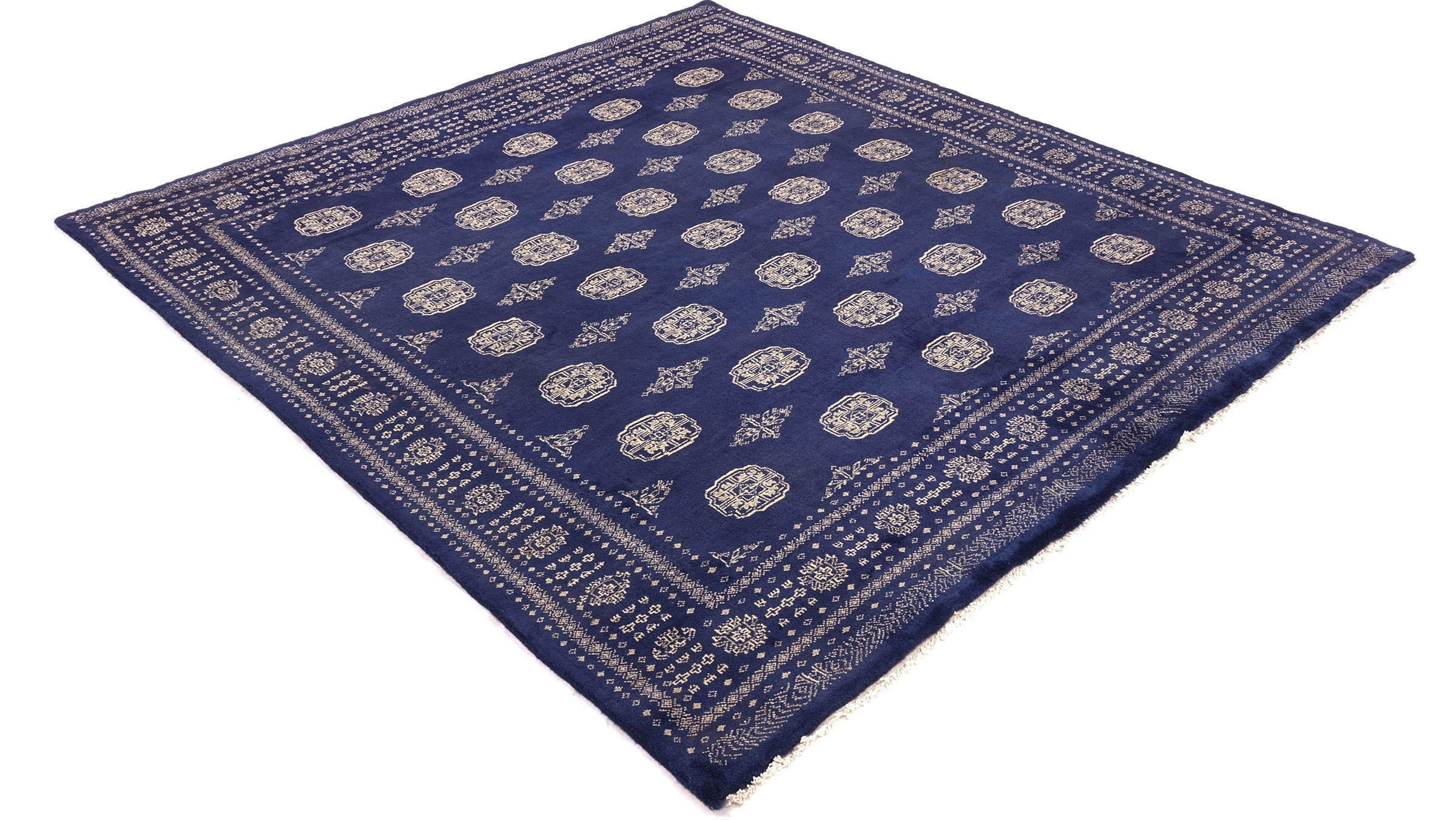 Pakistan Buchara 3ply Teppich 200x200 Handgeknüpft Quadratisch Blau Geometrisch Orient
