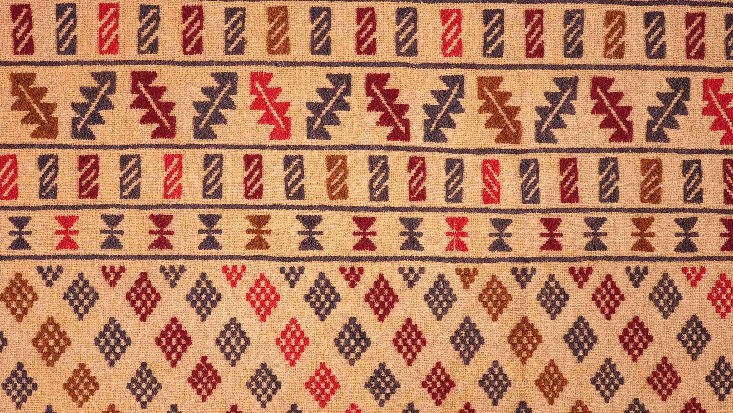 Afghan Kelim Gol Barjasta Teppich 120x180 Handgewebt Gold Geometrisch Handarbeit Gewebt