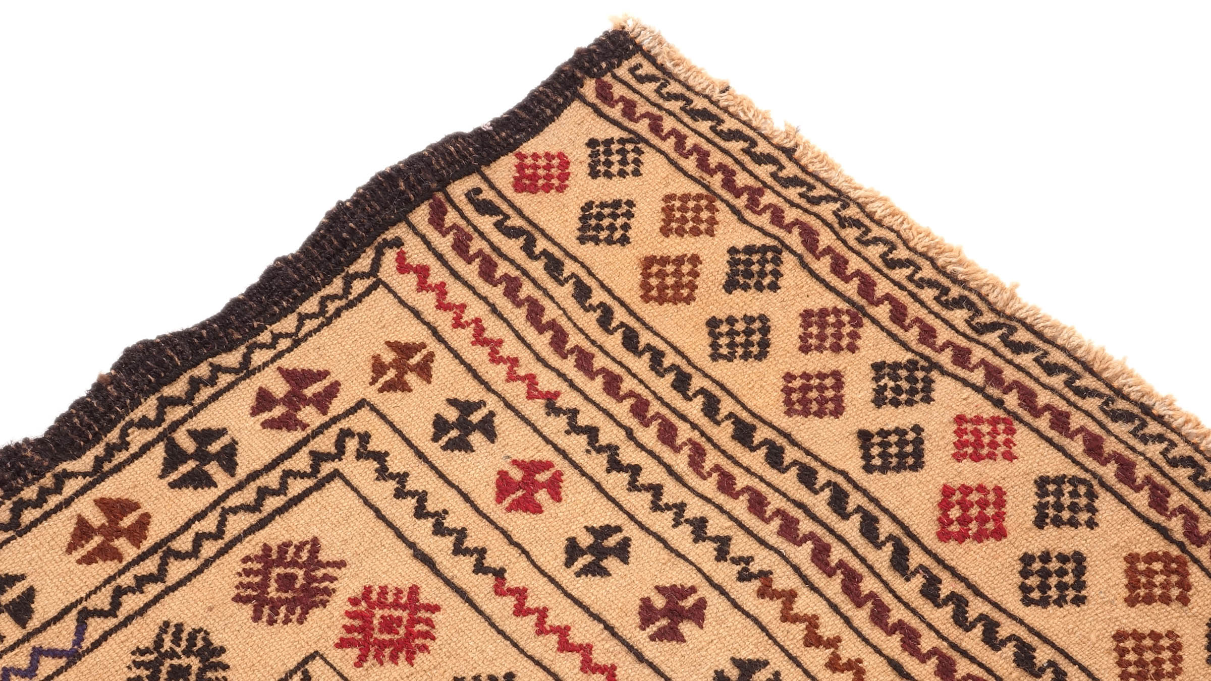 Afghan Kelim Gol Barjasta Teppich 120x180 Handgewebt Gold Geometrisch Handarbeit Gewebt