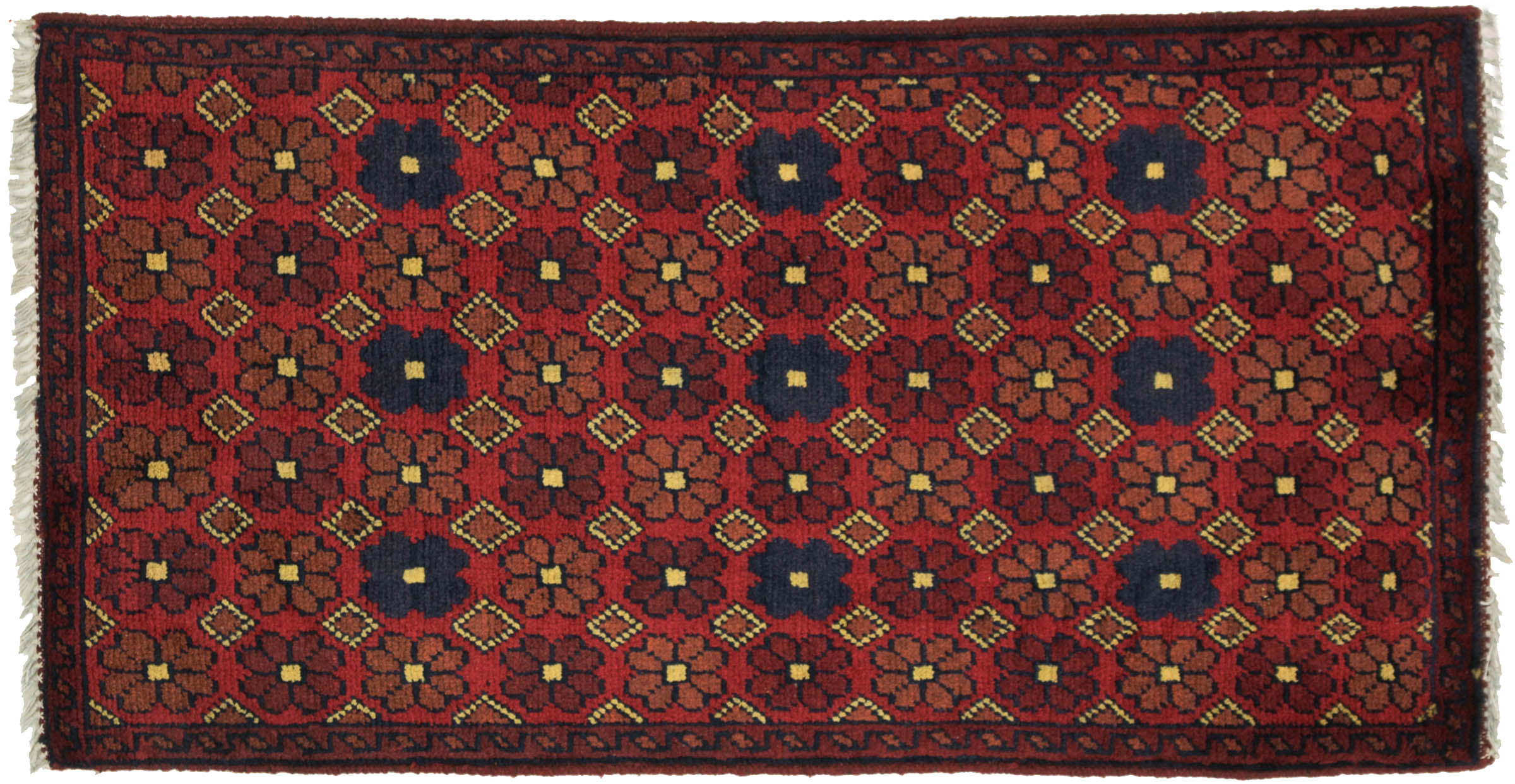 Afghan Khal Mohammadi 50x100 Handgeknüpft Teppich Braun Geometrisch Muster