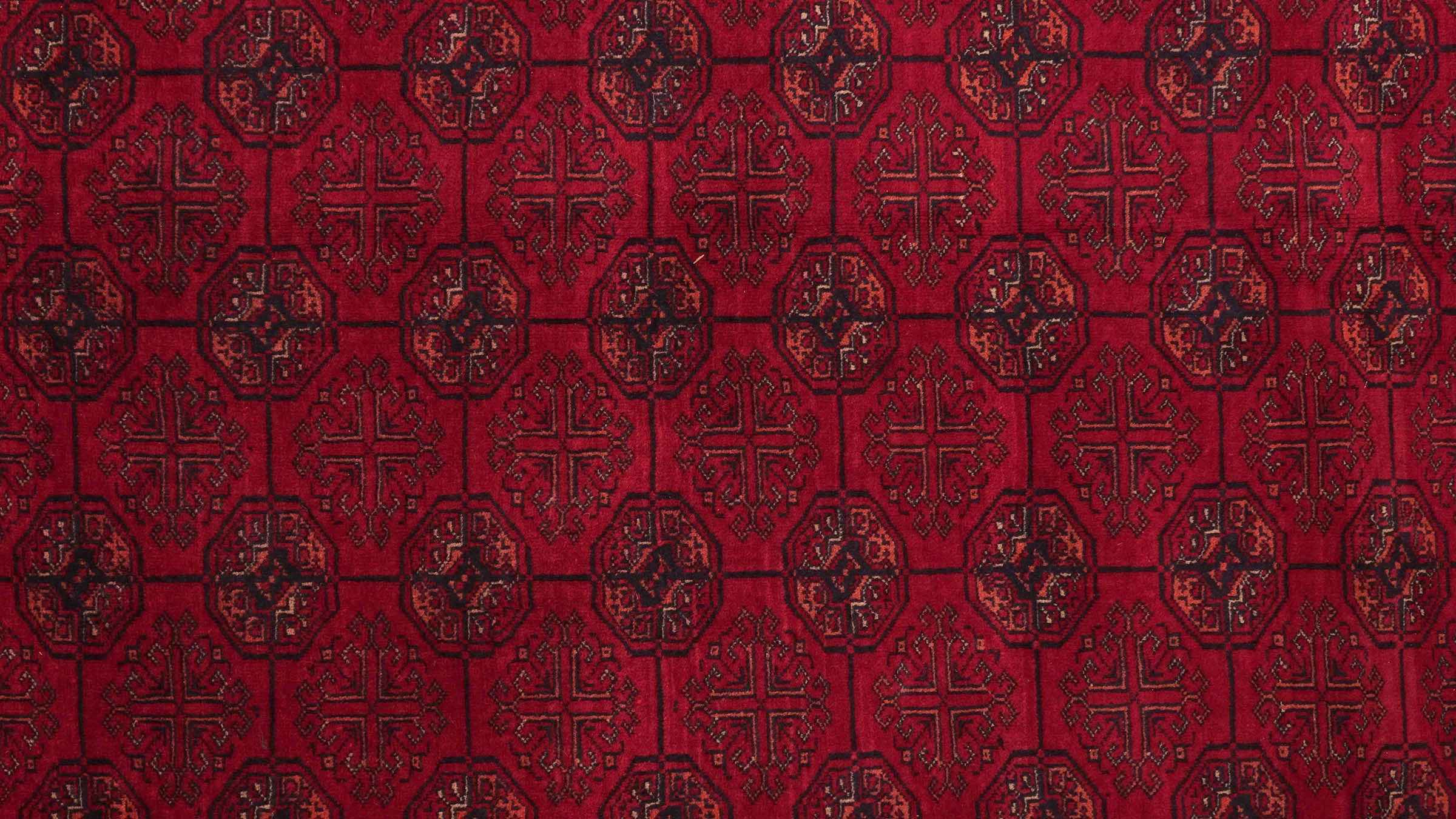 Afghanischer Teppich Mauri Gul 200x300 Handgeknüpft Rot Geometrisch Orientalisch UNIKAT