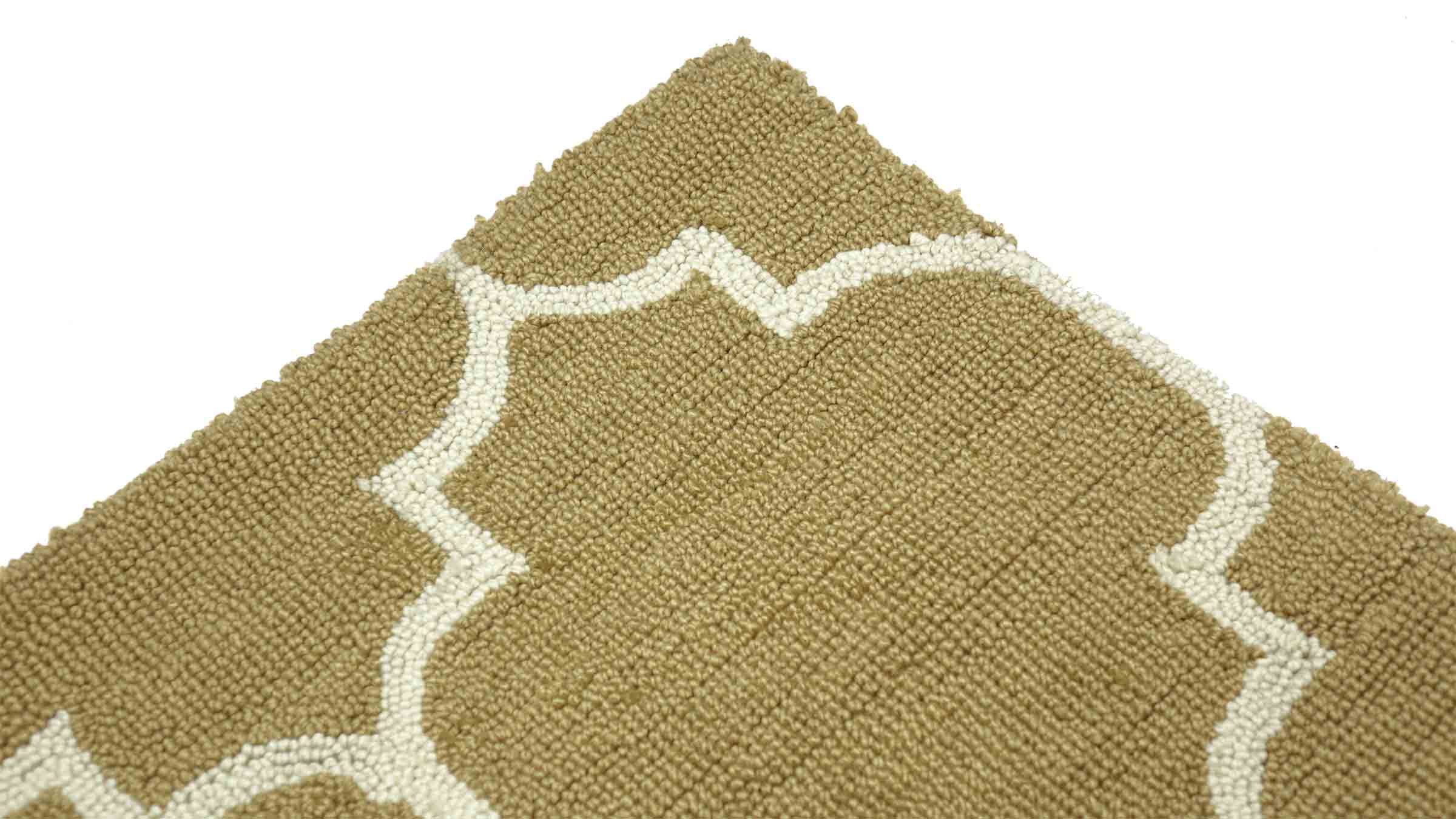 Handgefertigter moderner Wollteppich 160x230 Beige Ornamente Handarbeit Handtuft