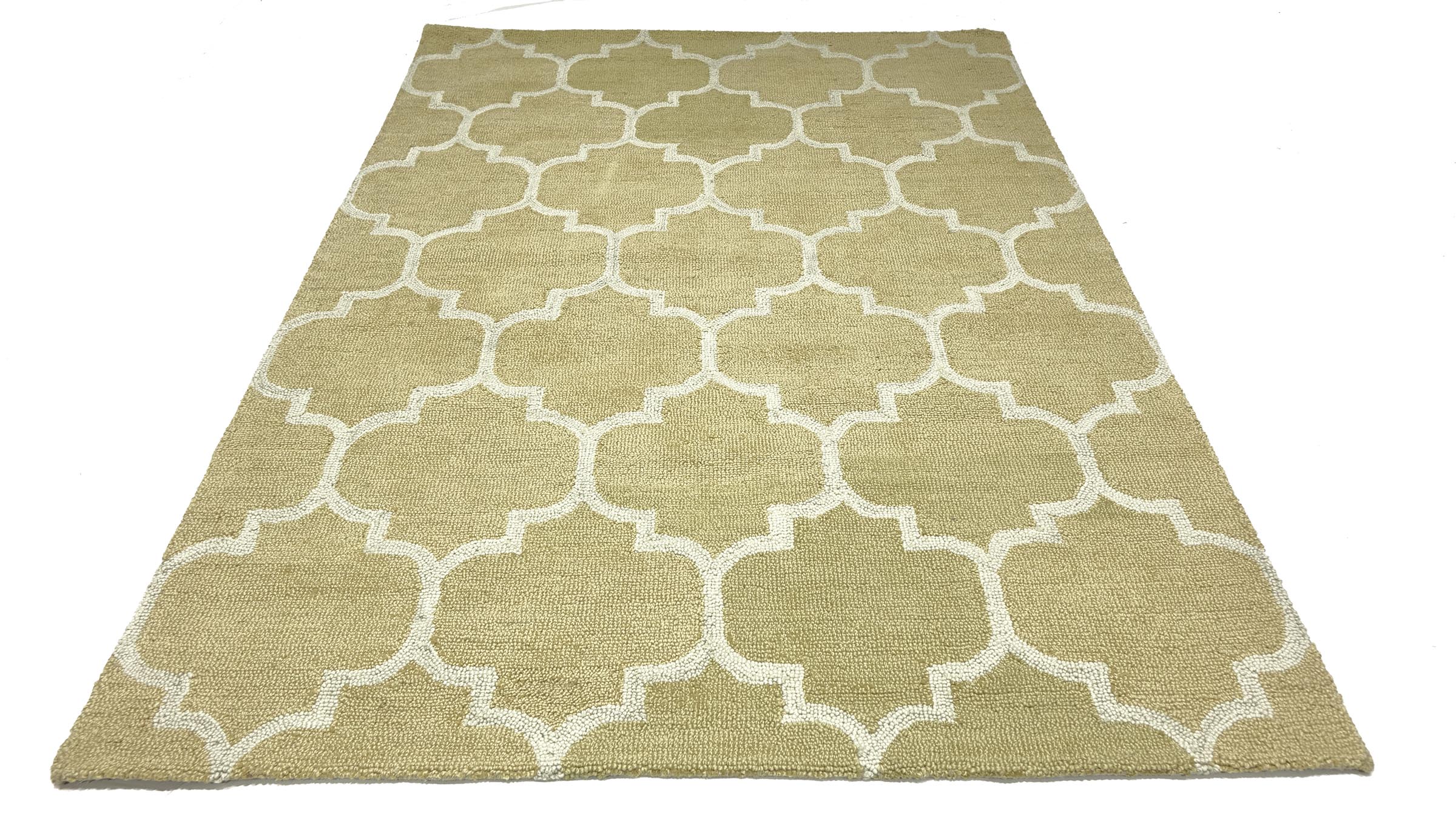Handgefertigter moderner Wollteppich 160x230 Beige Ornamente Handarbeit Handtuft