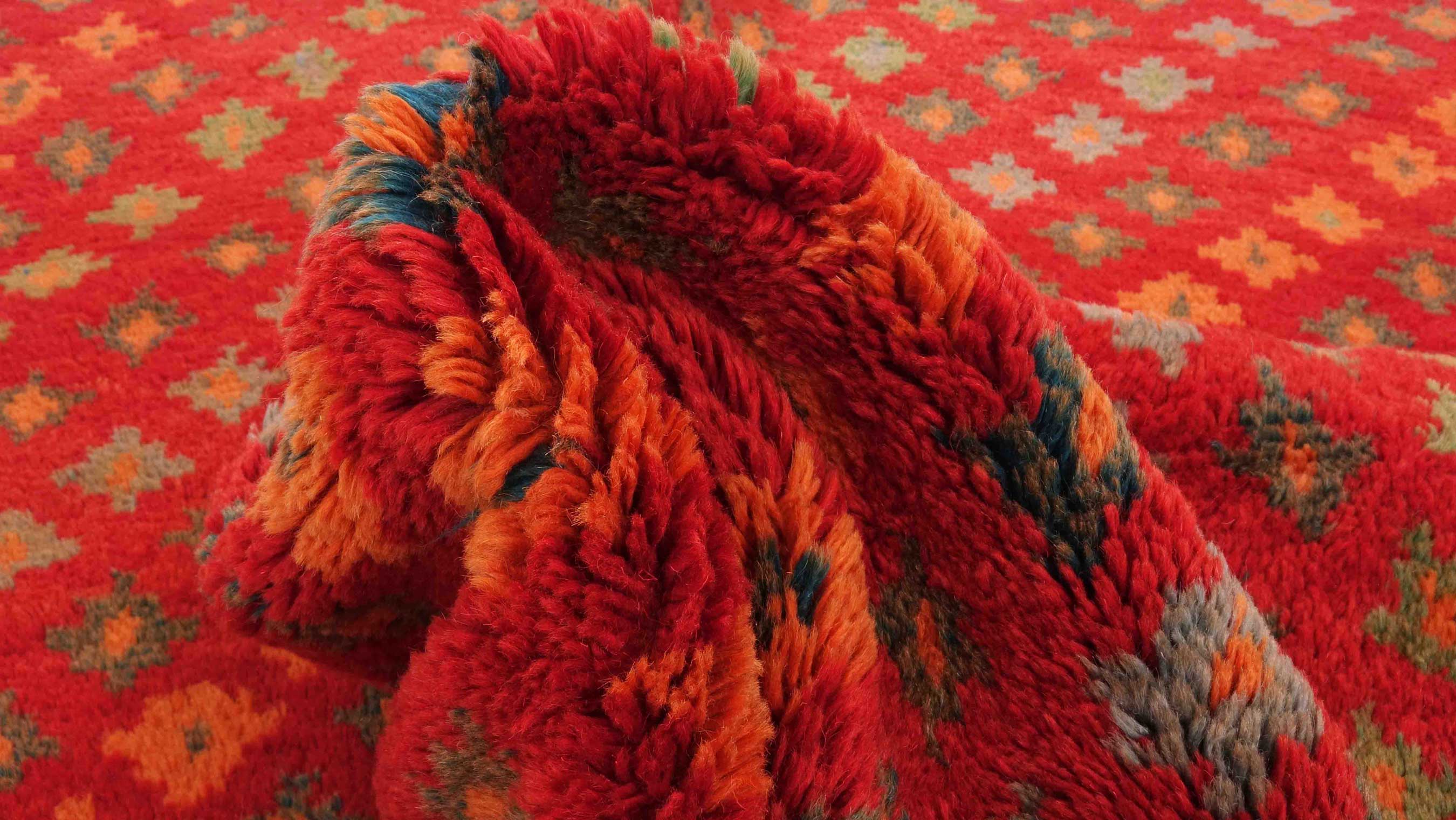 Gabbeh Teppich 110x170 Handgeknüpft Rot Durchgemustert Orientalisch UNIKAT Kurzflor