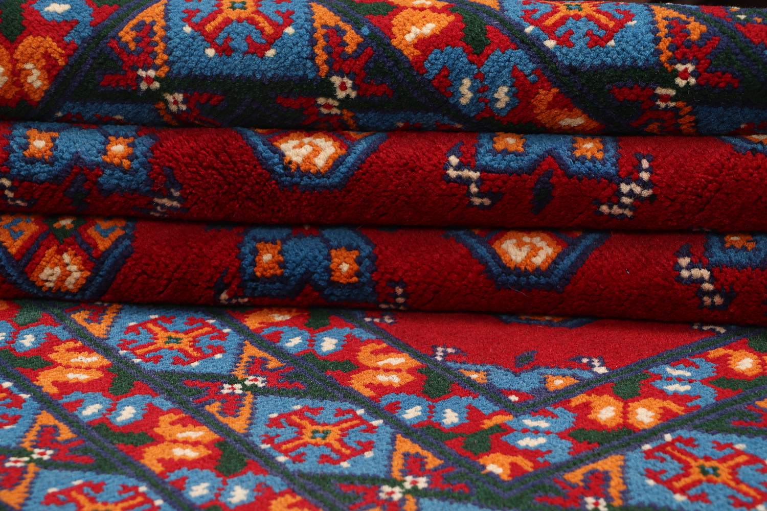 Afghan Akcha Rang Dar Teppich 160x190 Handgeknüpft Rot Durchgemustert Orient Kurzflor