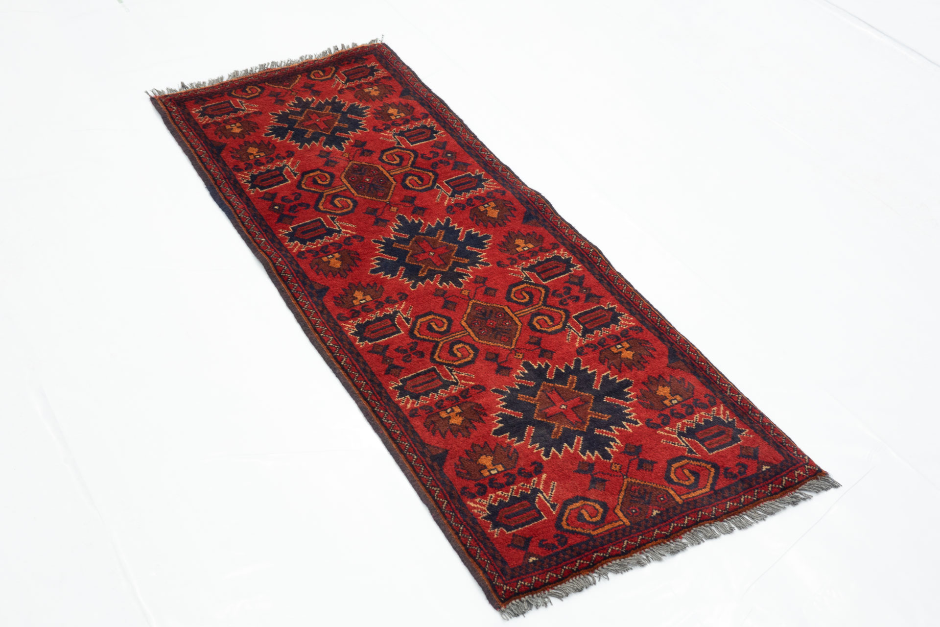 Afghan Khal Mohammadi 50x150 Handgeknüpft Teppich Läufer Braun Geometrisch