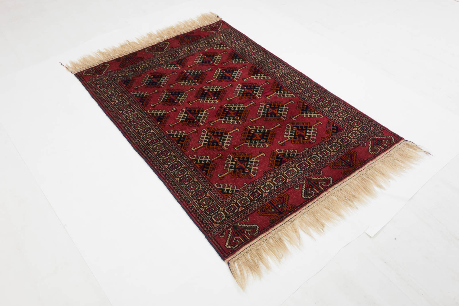 Kaukasus Buchara 100x150 Handgeknüpft Teppich Rot Geometrisch Muster Kurzflor