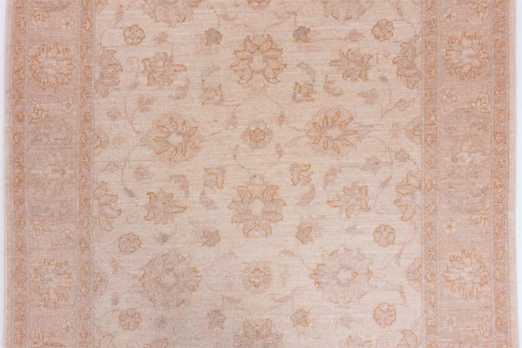 Afghan Chobi Ziegler 120x180 Handgeknüpft Teppich Beige Orientalisch Kurzflor