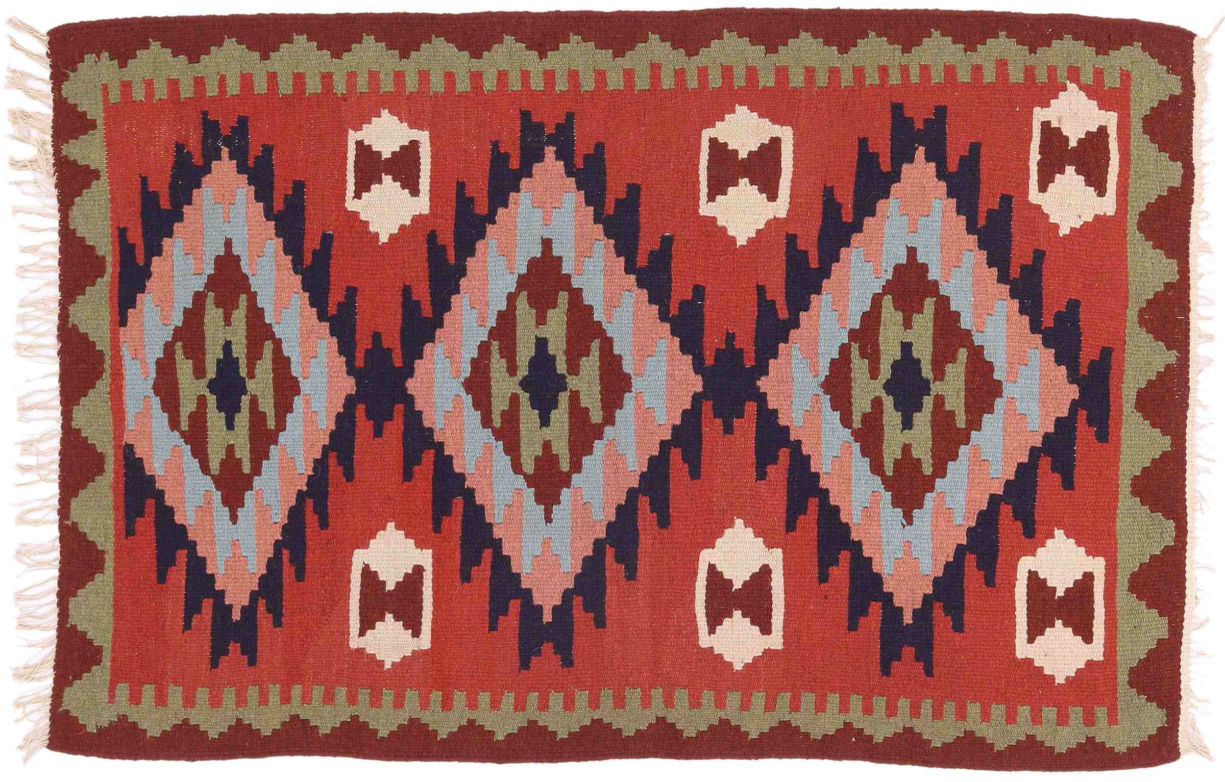 Perserteppich Kelim Ardebil 100x150 Handgewebt Braun Geometrisch Handarbeit Zimmer