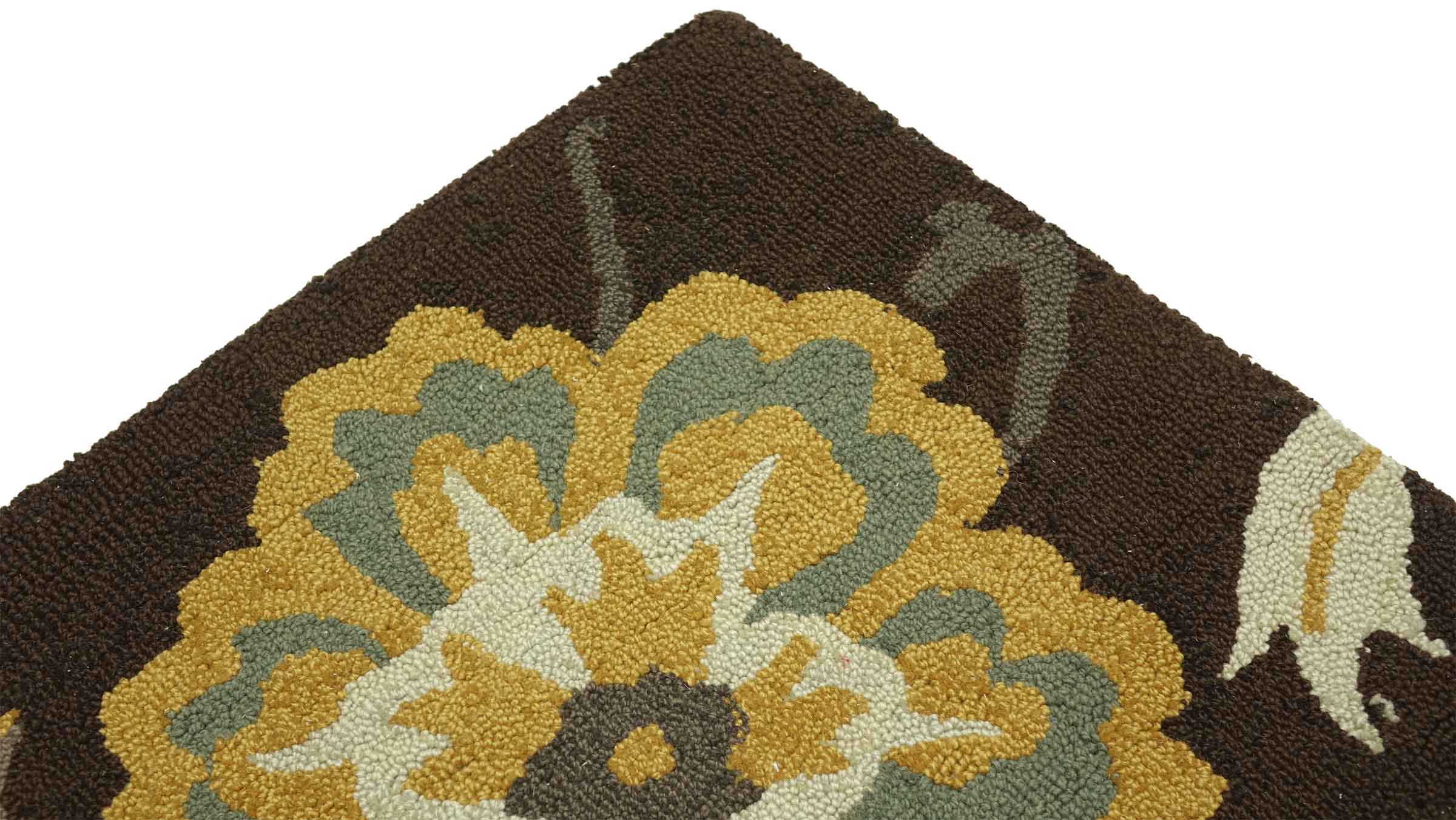 Handgefertigter Teppich Flowers 120x180 Braun Blumenmuster Handarbeit Handtuft Modern