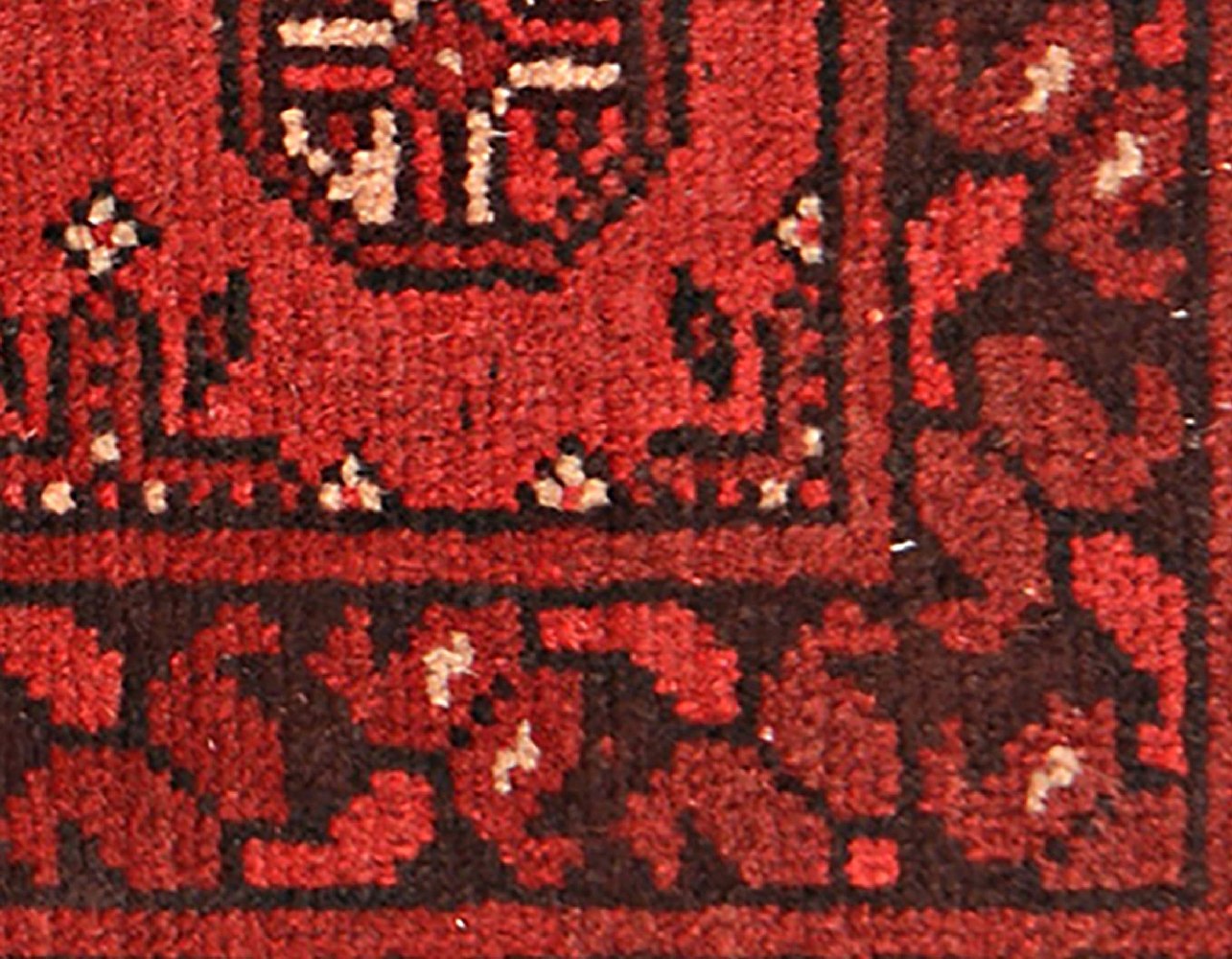 Afghan Aqcha Poshti Teppich 40x60 Handgeknüpft Rot Geometrisch Orient Kurzflor